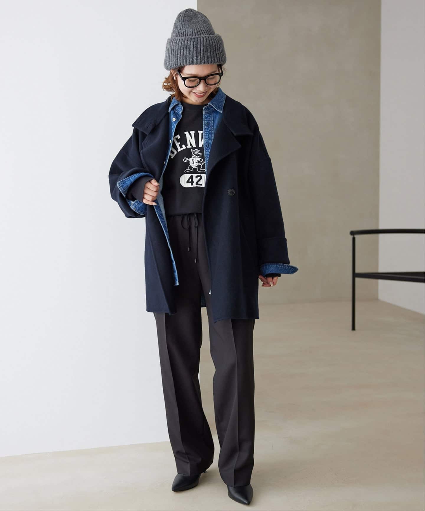 WEB限定/追加予約》souple woolダブルフェイススタンドコート