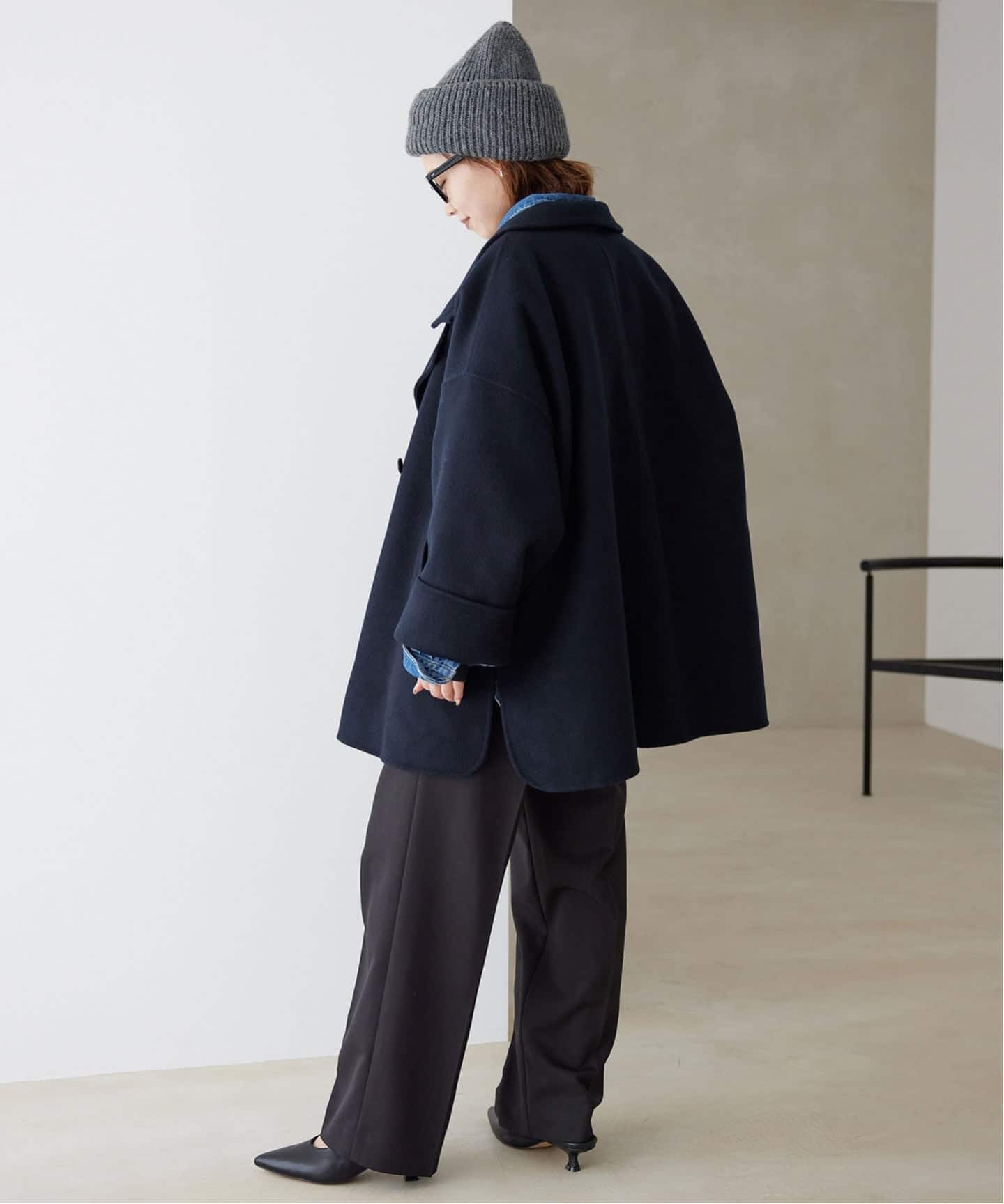 WEB限定/追加予約》souple woolダブルフェイススタンドコート
