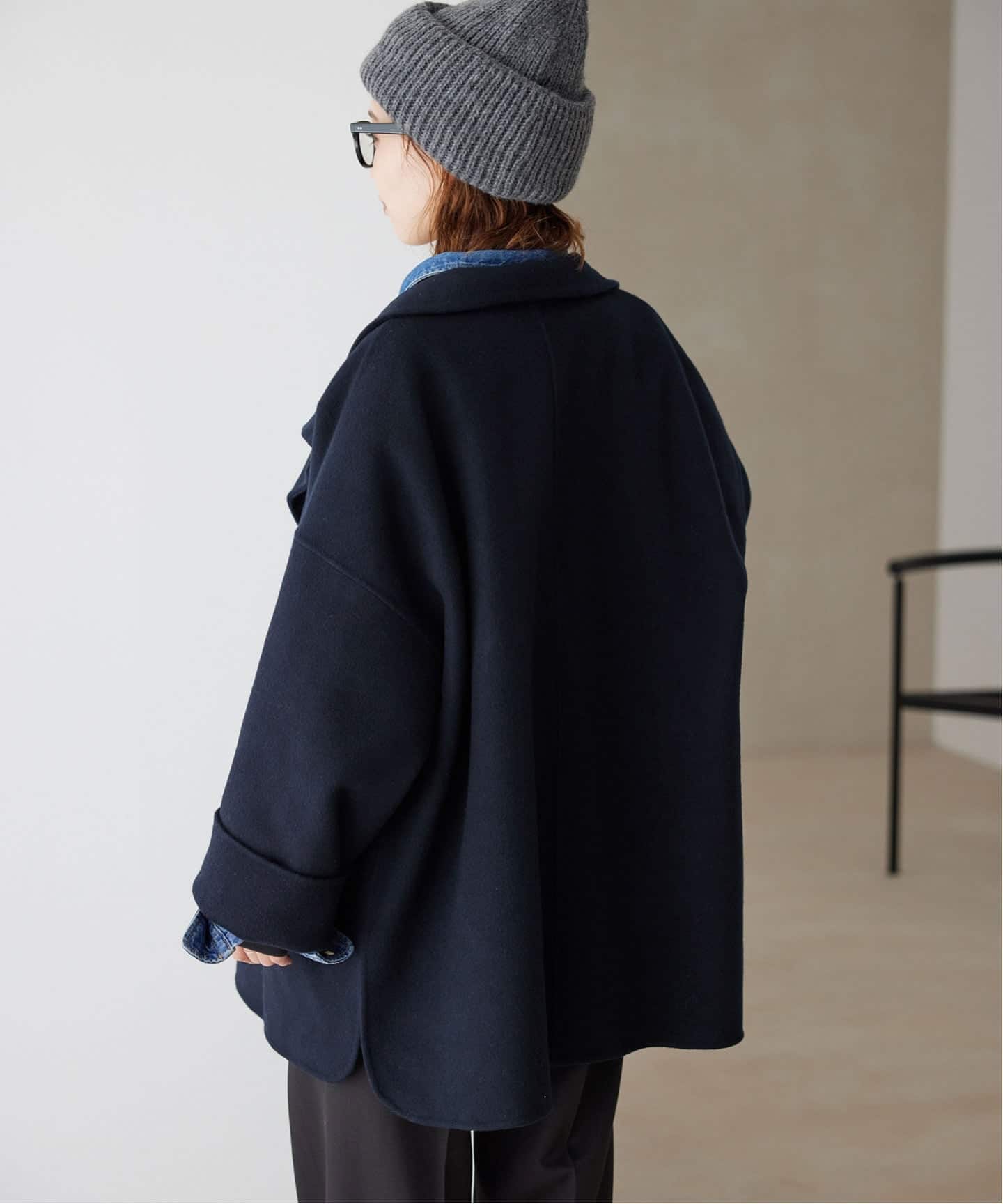 WEB限定/追加予約》souple woolダブルフェイススタンドコート