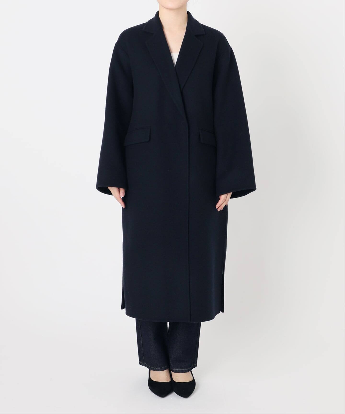 SLOBE IENA ウール100％ チェスターコート 38ブラック WEB限定/追加予約》souple woolダブルフェイスチェスターコート
