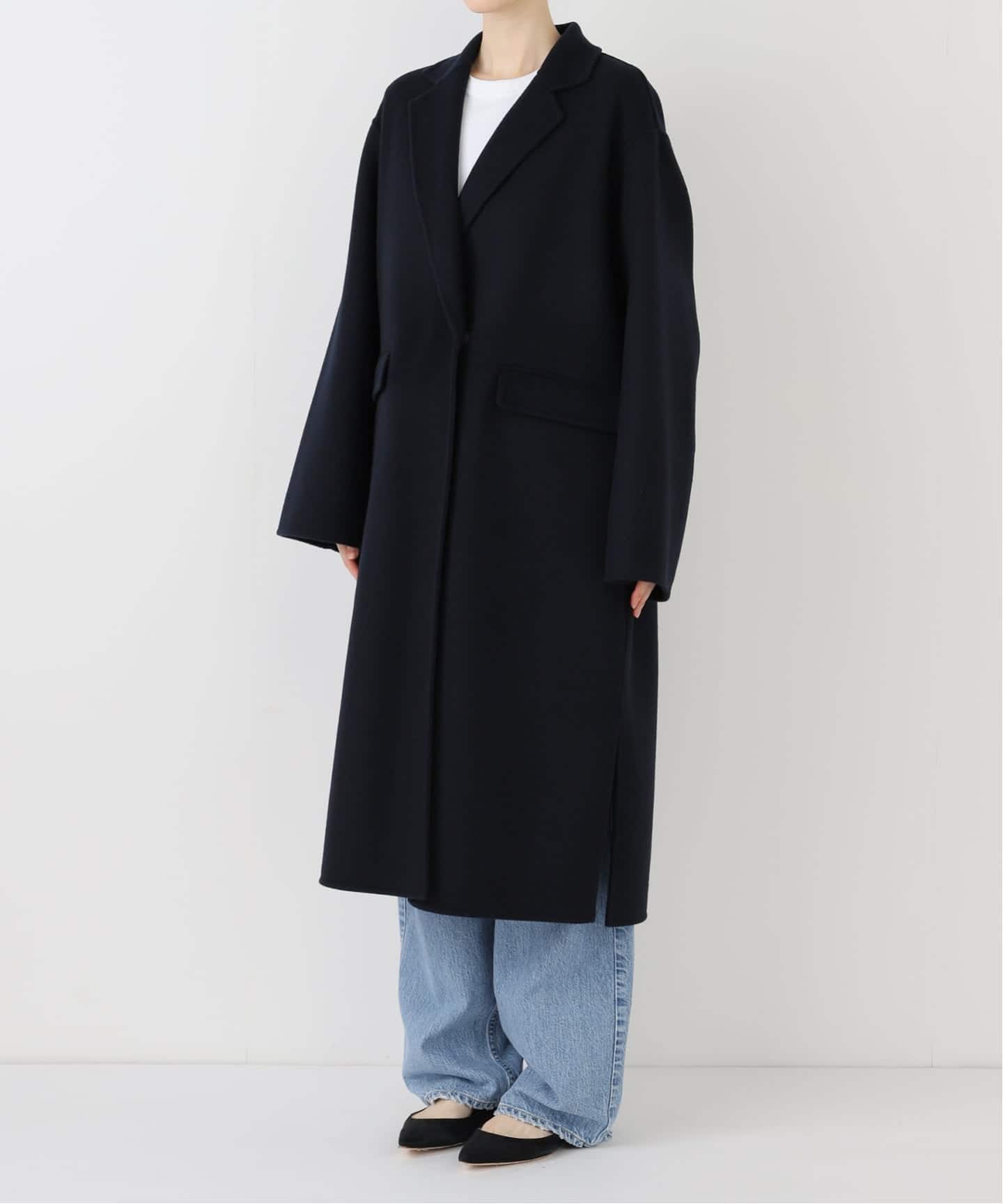 スローブイエナ souple woolダブルフェイスノーカラーコート 新品 souple woolダブルフェイスノーカラーコート | スローブ イエナ