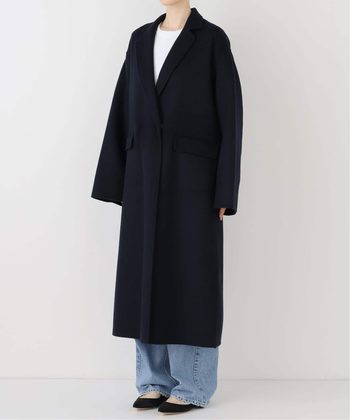 限定値下　SLOBE IENA ウール チェスターコート ネイビー38 SLOBE IENA コート チェスターコート souple wool ダブル