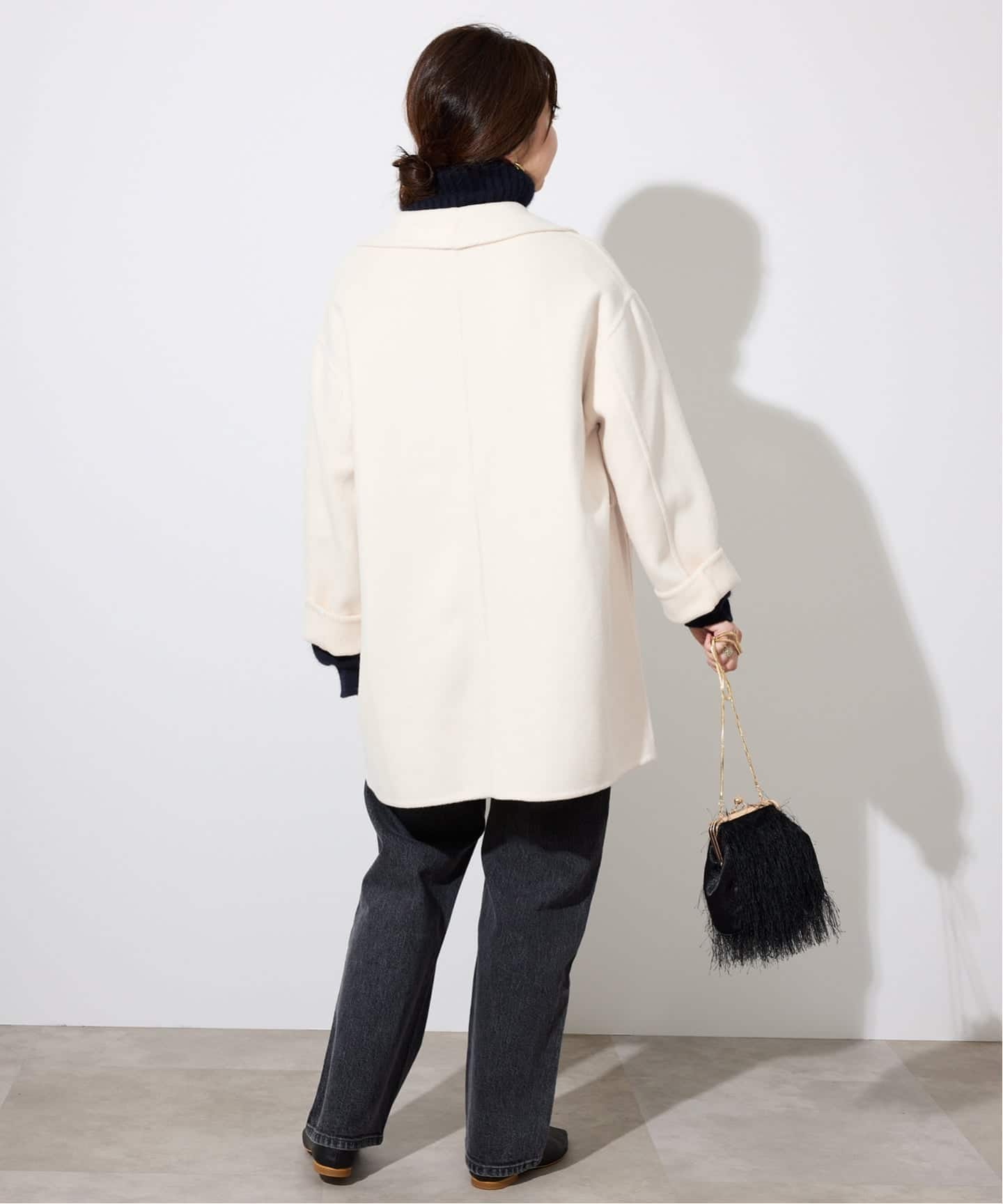 SLOBE IENA SUPER140 ダブルフェイスベルテッドコート　ホワイト SUPER140 ダブルフェイスベルテッドコート（その他ブルゾン／アウター