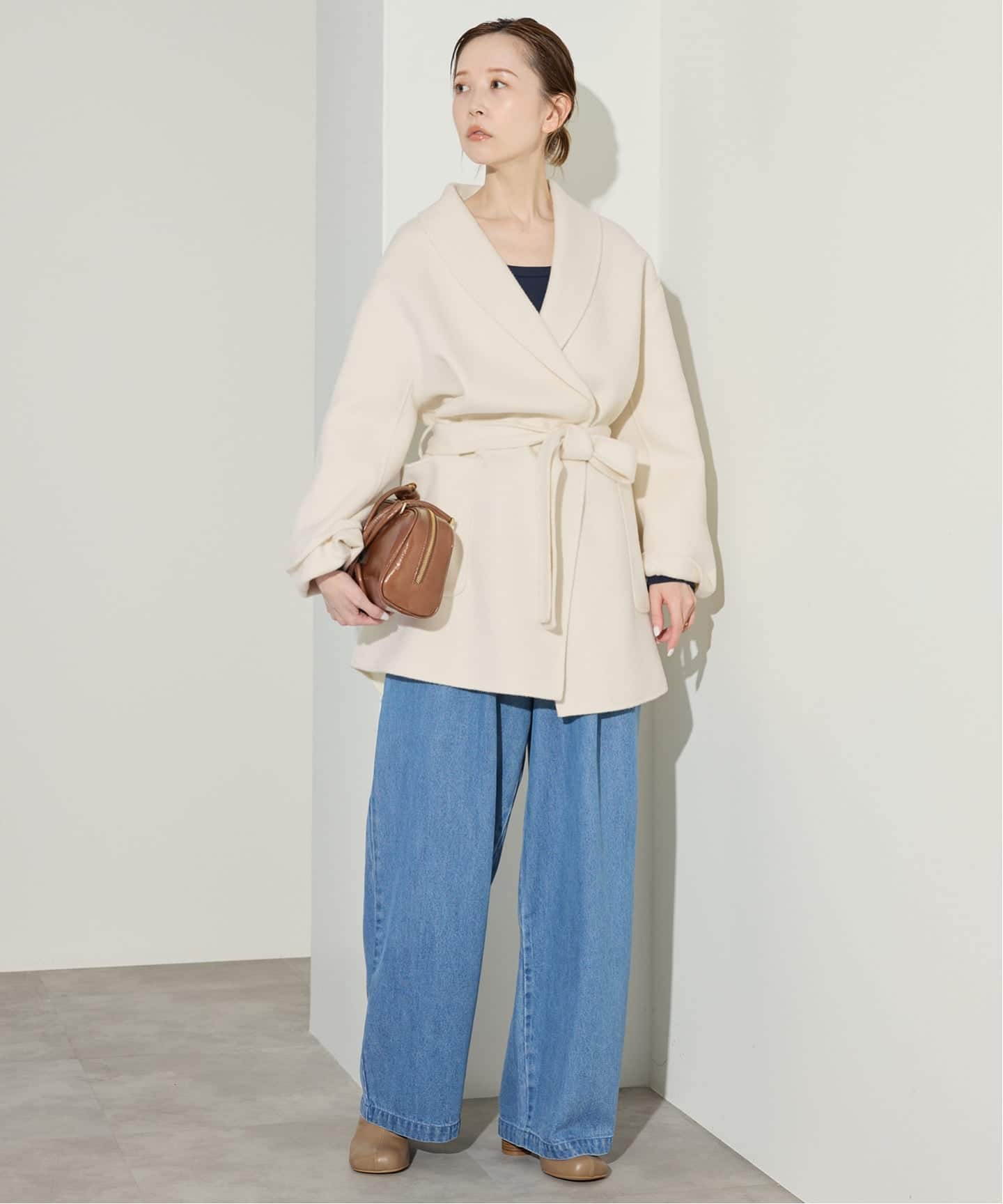 SUPER140 ダブルフェイスベルテッドコート（その他ブルゾン／アウター