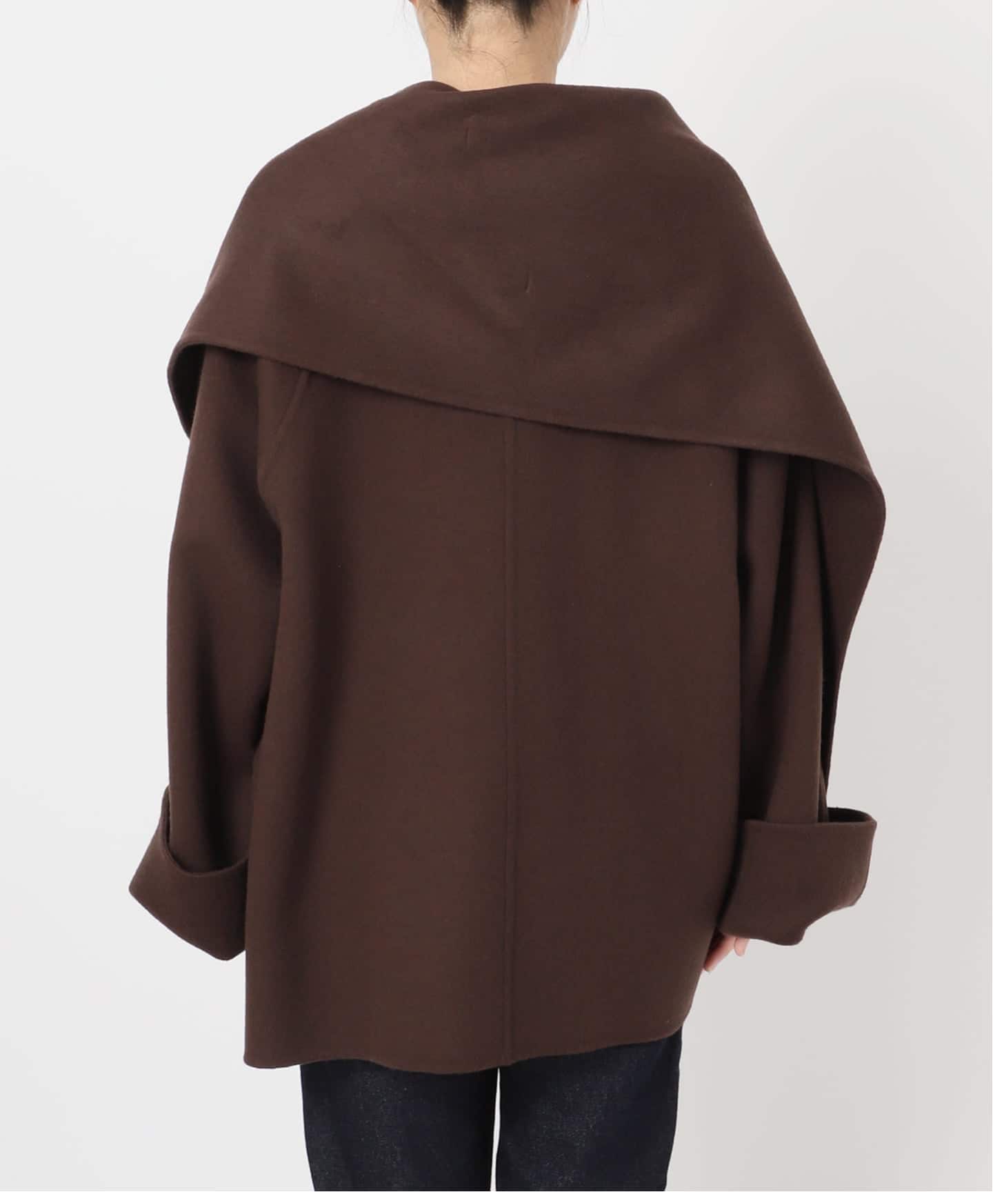 ストール付き/予約》SUPER140 ダブルフェイスノーカラーコート