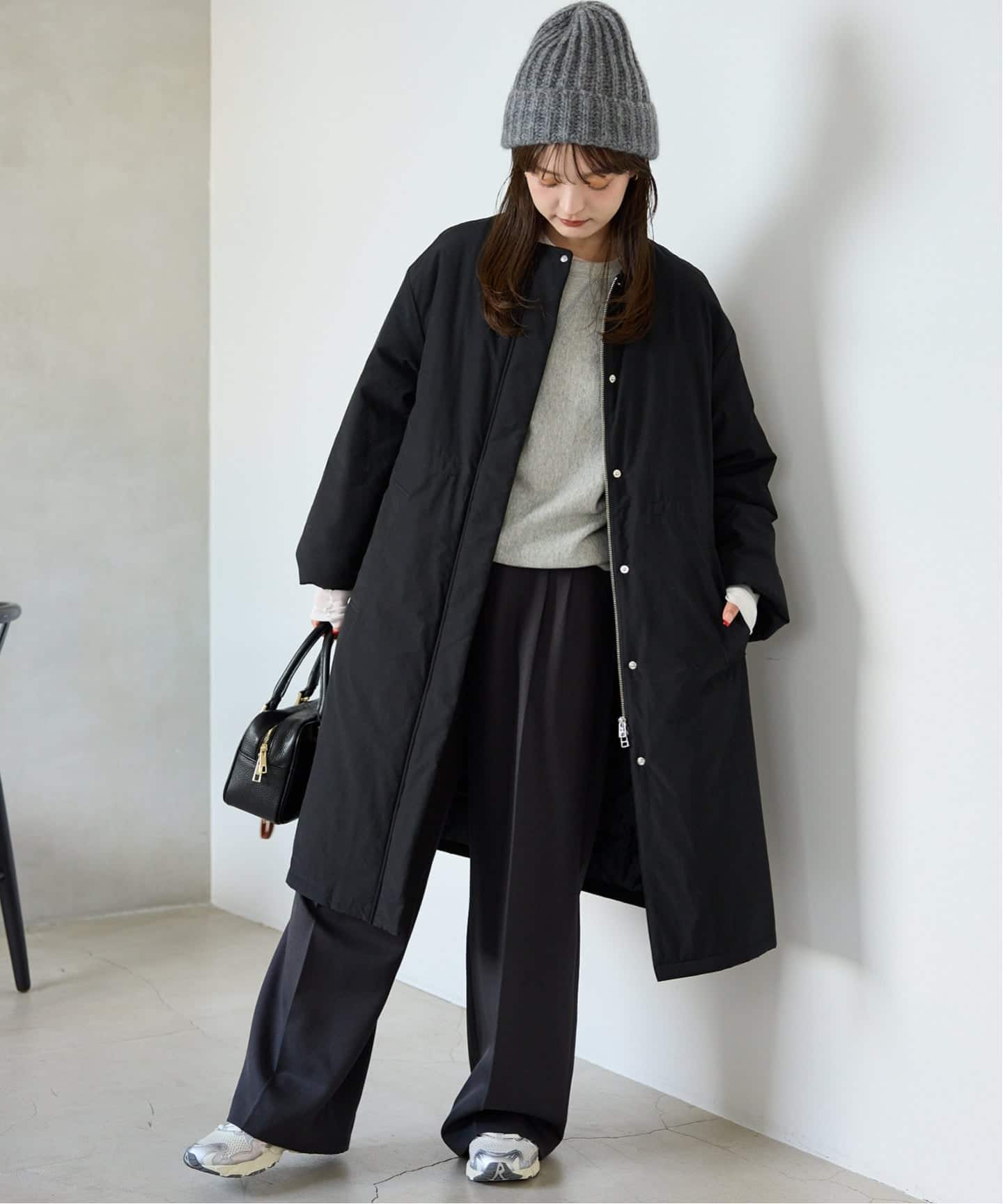 ストール付き/WEB限定/予約》中綿ストール付きノーカラーコート