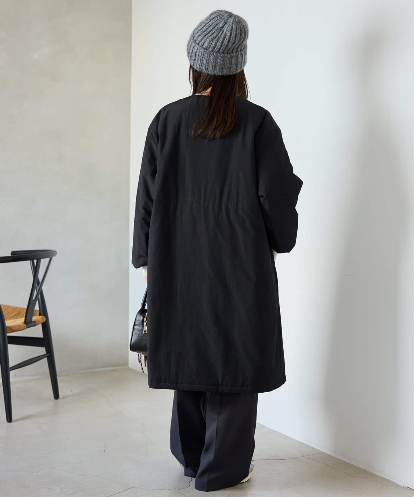 ストール付き/WEB限定/予約》中綿ストール付きノーカラーコート