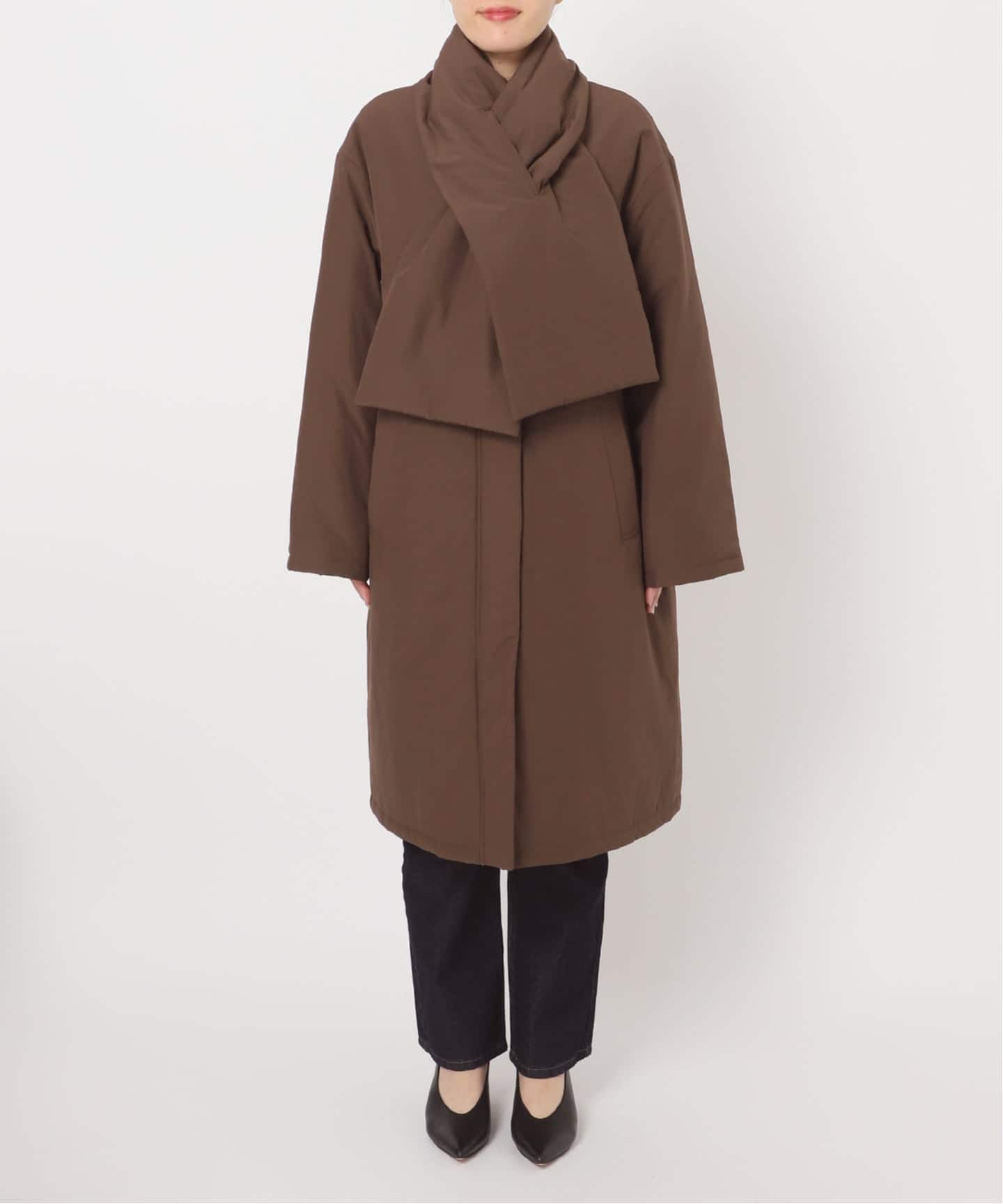 ストール付き/WEB限定/予約》中綿ストール付きノーカラーコート