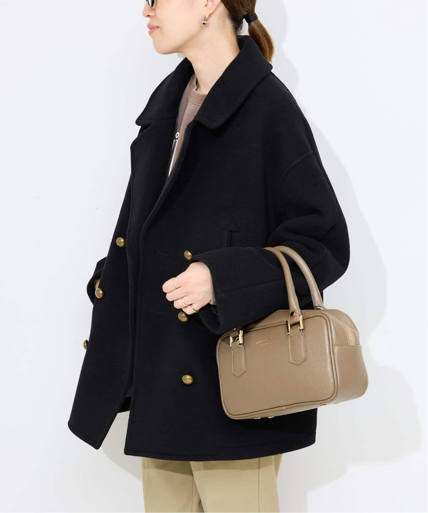 SLOBE IENA ブラウン ウールピーコート SLOBE IENA ピーコート pコート souple wool ダブルフェイス