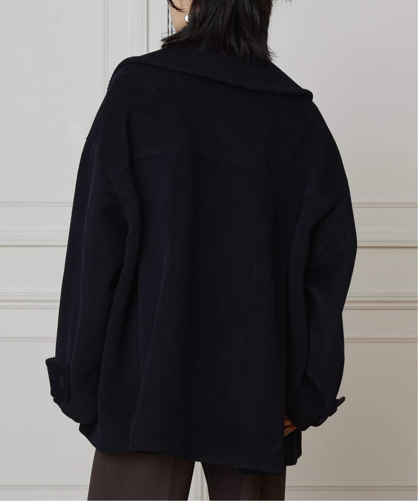 IENA LA BOUCLE パイルウールヘリンボンPコート（ピーコート）｜IENA