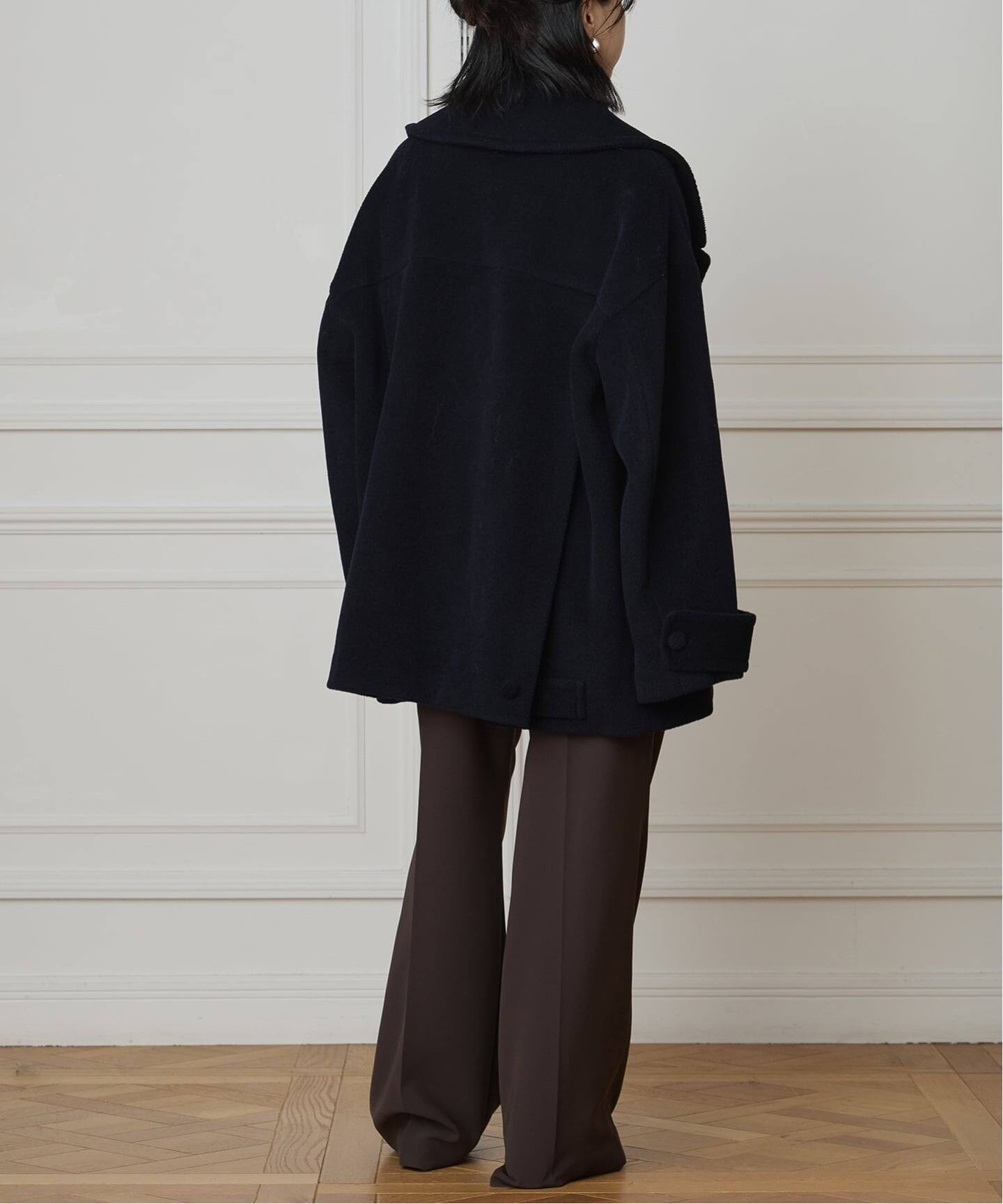 IENA LA BOUCLE パイルウールヘリンボンPコート（ピーコート）｜IENA