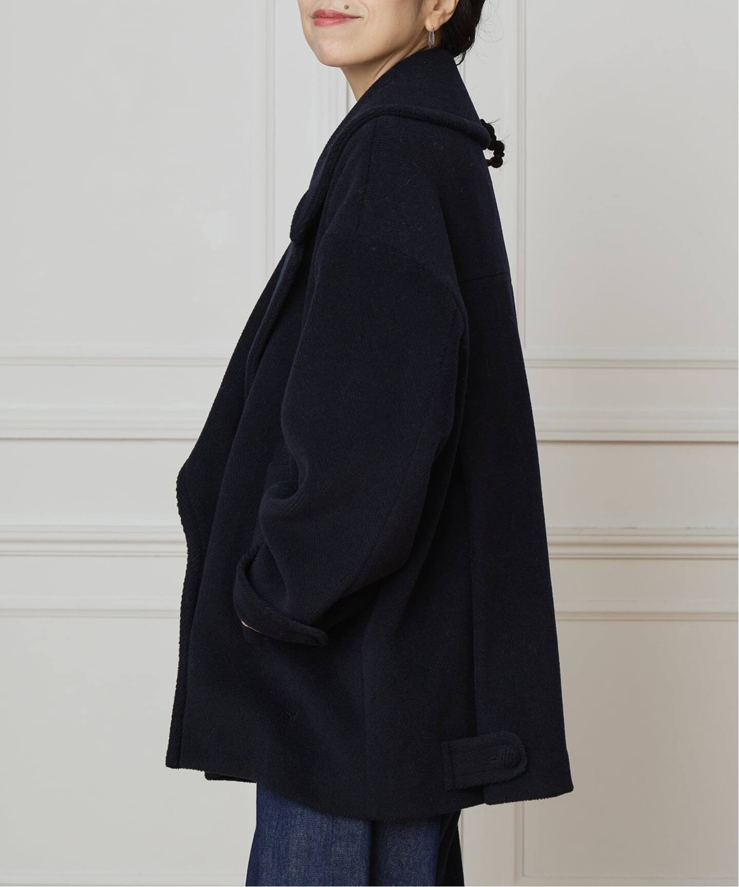 IENA LA BOUCLE パイルウールヘリンボンPコート（ピーコート）｜IENA
