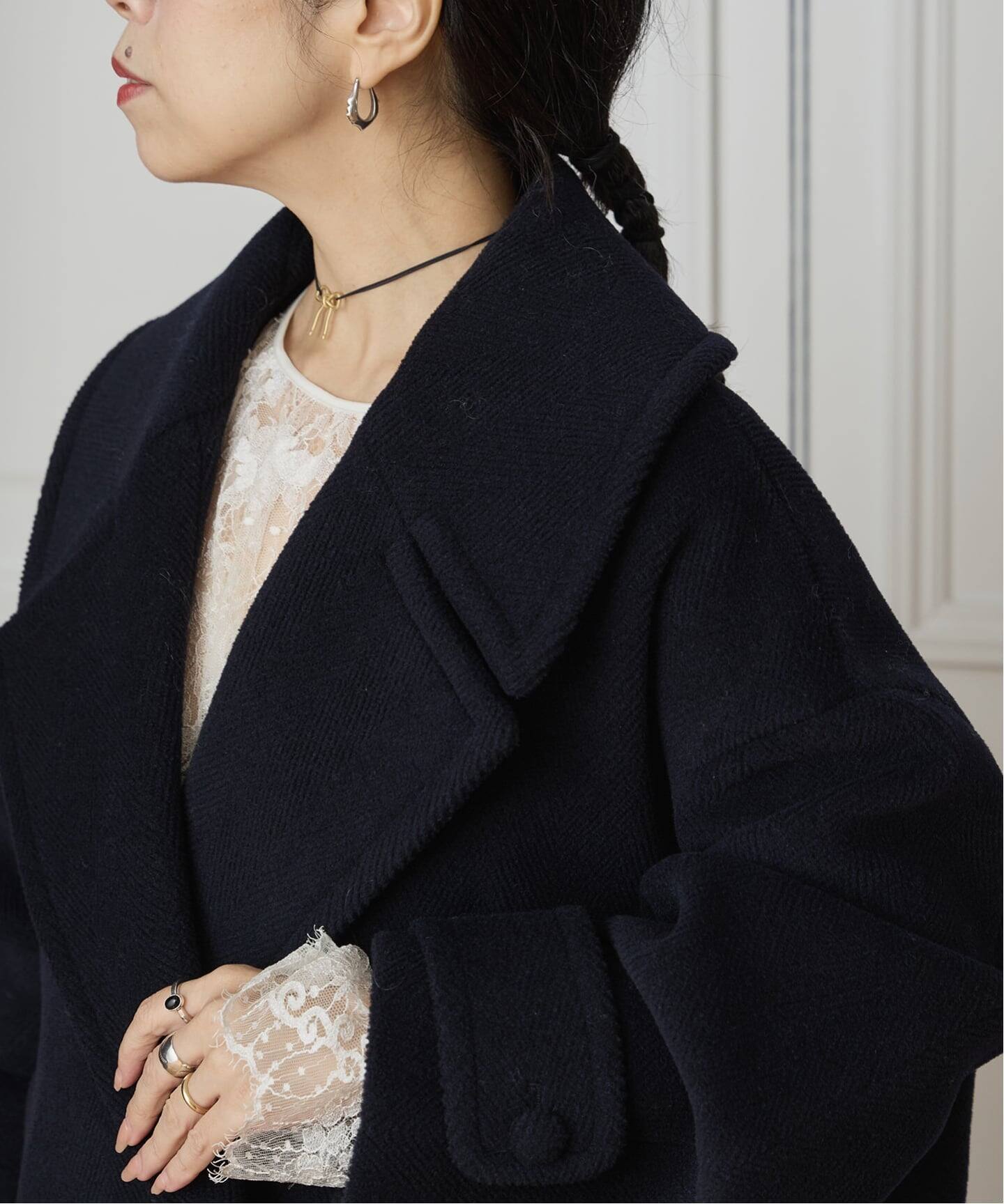 IENA LA BOUCLE パイルウールヘリンボンPコート（ピーコート）｜IENA