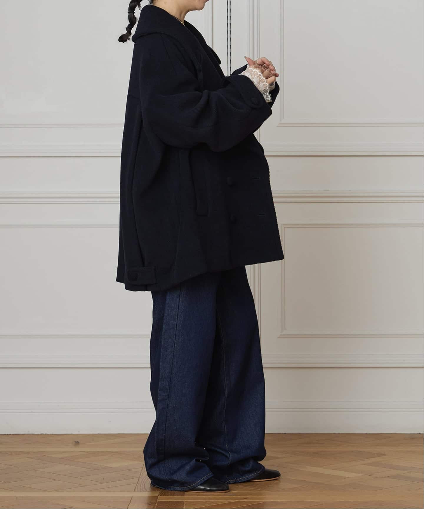 IENA LA BOUCLE パイルウールヘリンボンPコート（ピーコート）｜IENA