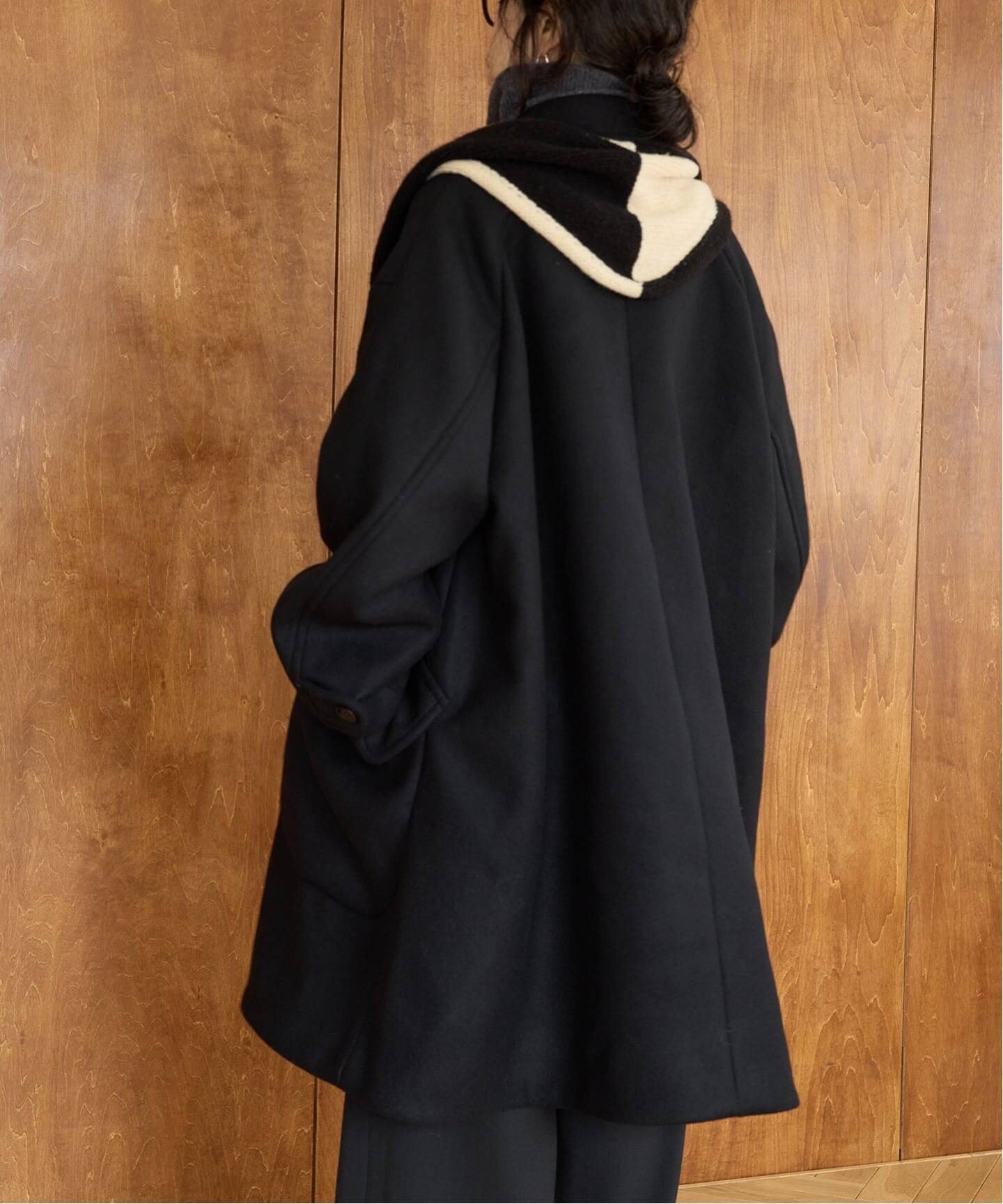 予約》IENA LA BOUCLE ハードメルトンスタンドネックコート