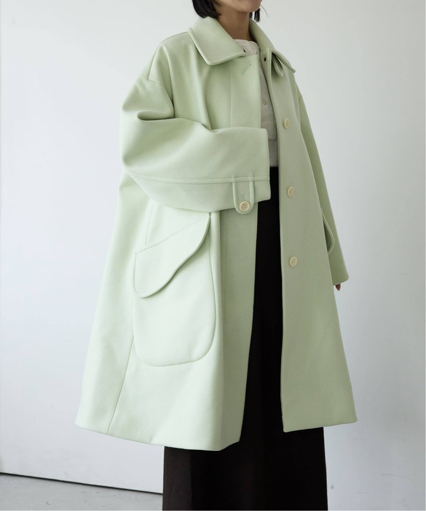 予約》IENA LA BOUCLE ハードメルトンスタンドネックコート