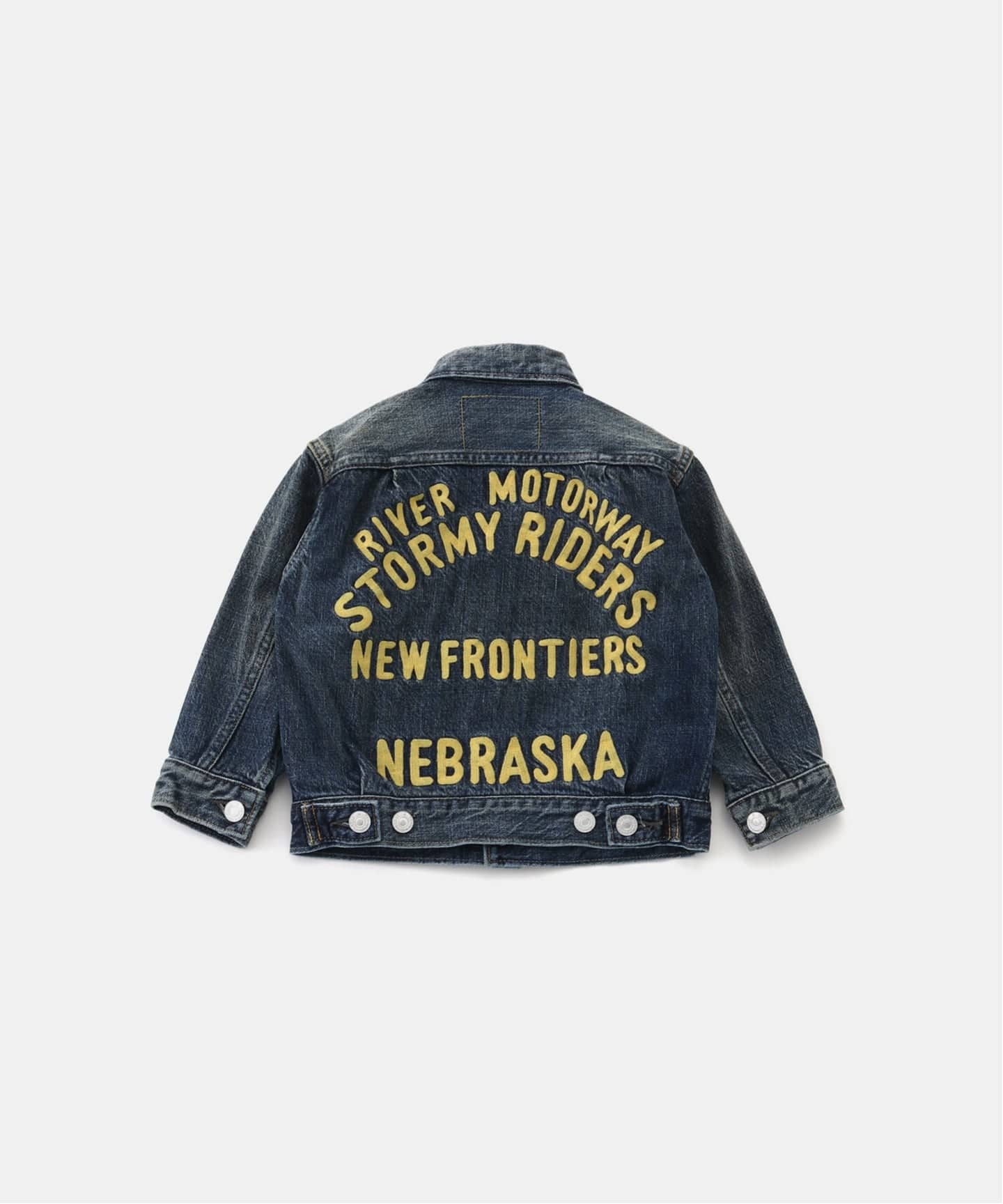 デニムダンガリー　総刺繍ジャケット　ショップコート　120 DENIM DUNGAREE/デニムダンガリー】エアリーデニム 刺繍ジャケット