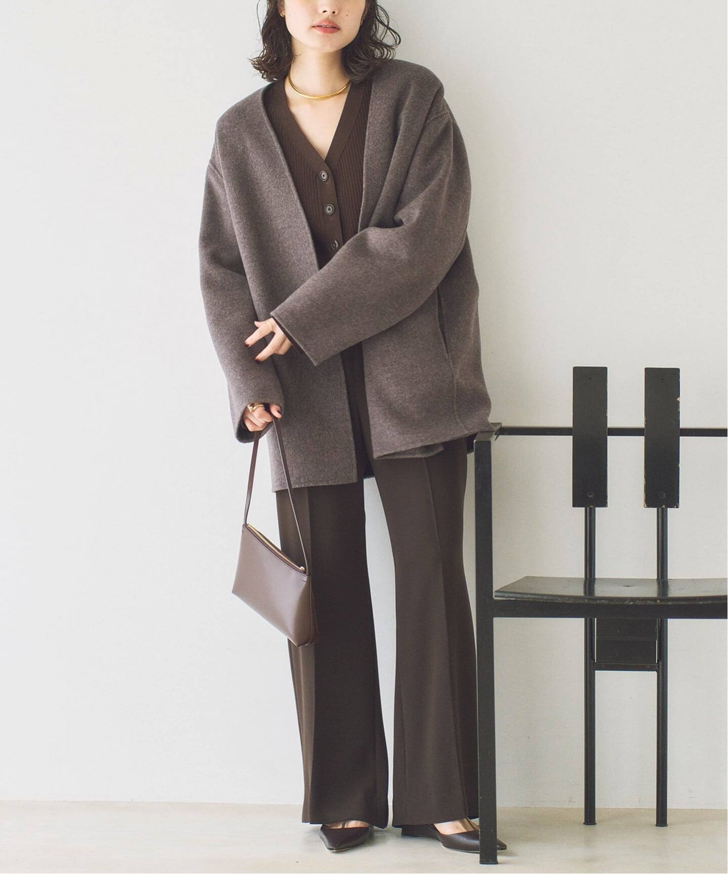予約》HAMILTON Cardigan コート（ノーカラーコート）｜Plage