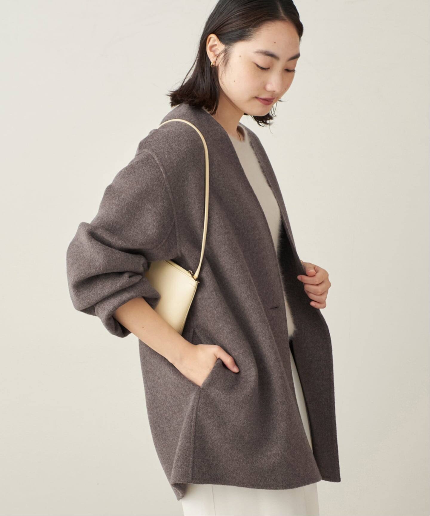 予約》HAMILTON Cardigan コート（ノーカラーコート）｜Plage