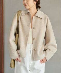 美品】ブランバスク異素材ボアジャケット ハミルトンエッセンス BLANC 