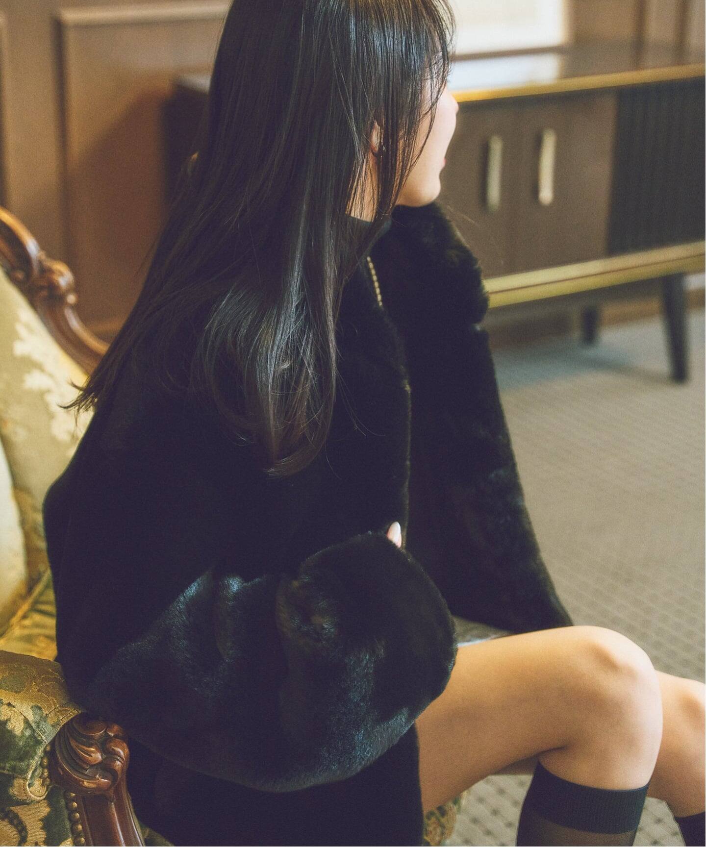 Plage ファーコート minou furlyコート フリーサイズ ブラック minou