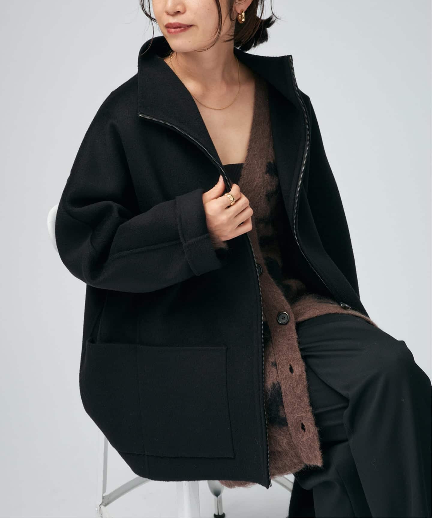 VERMEIL par iena 63,800円 woolモッサZIPコート VERMEIL par iena 63,800円 woolモッサZIPコート