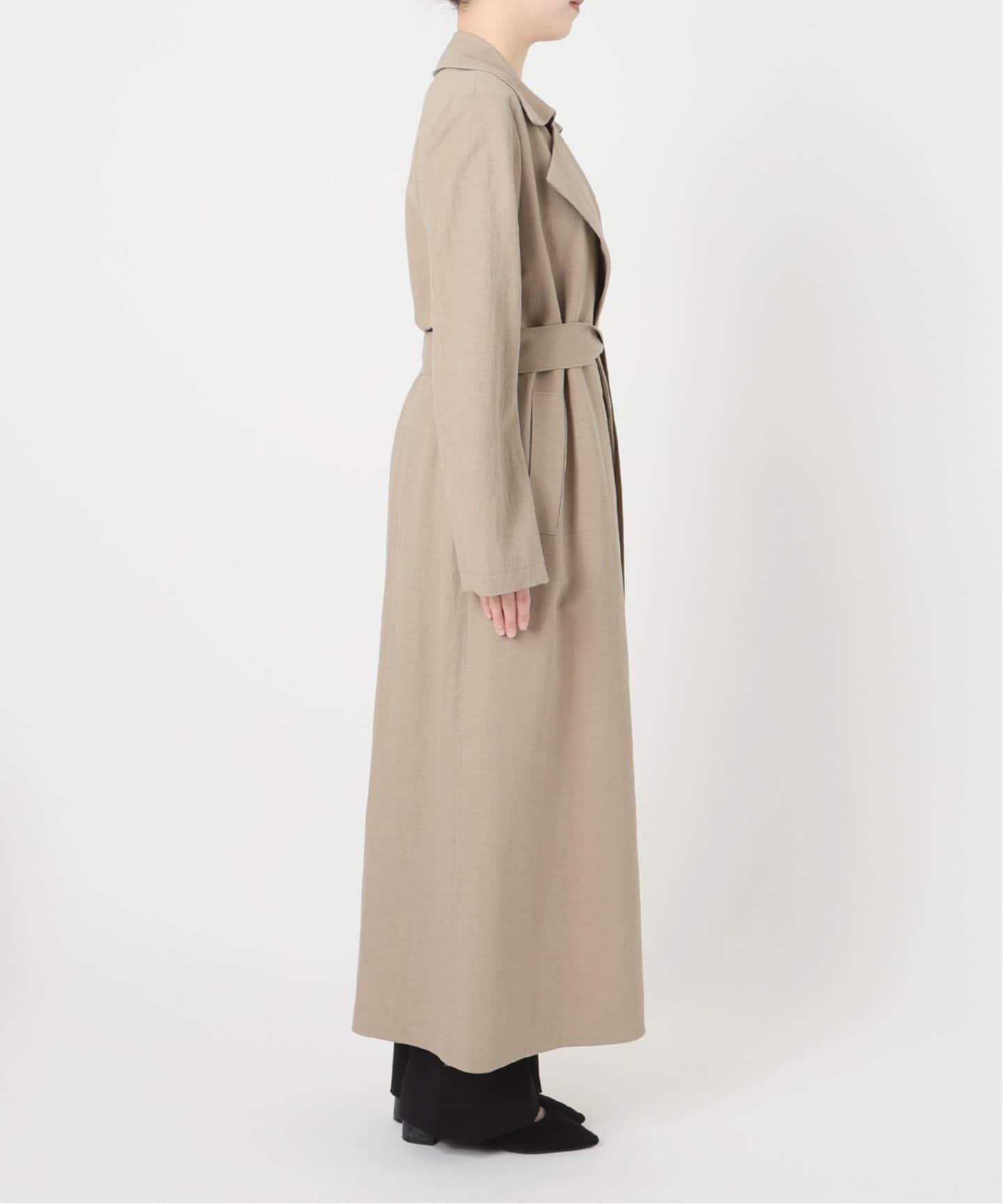 極美品/大きいサイズ　ハリスワーフロンドン　ウール&シルク　トレンチコート HARRIS WHARF LONDON ハリス・ワーフ・ロンドン Woman Long