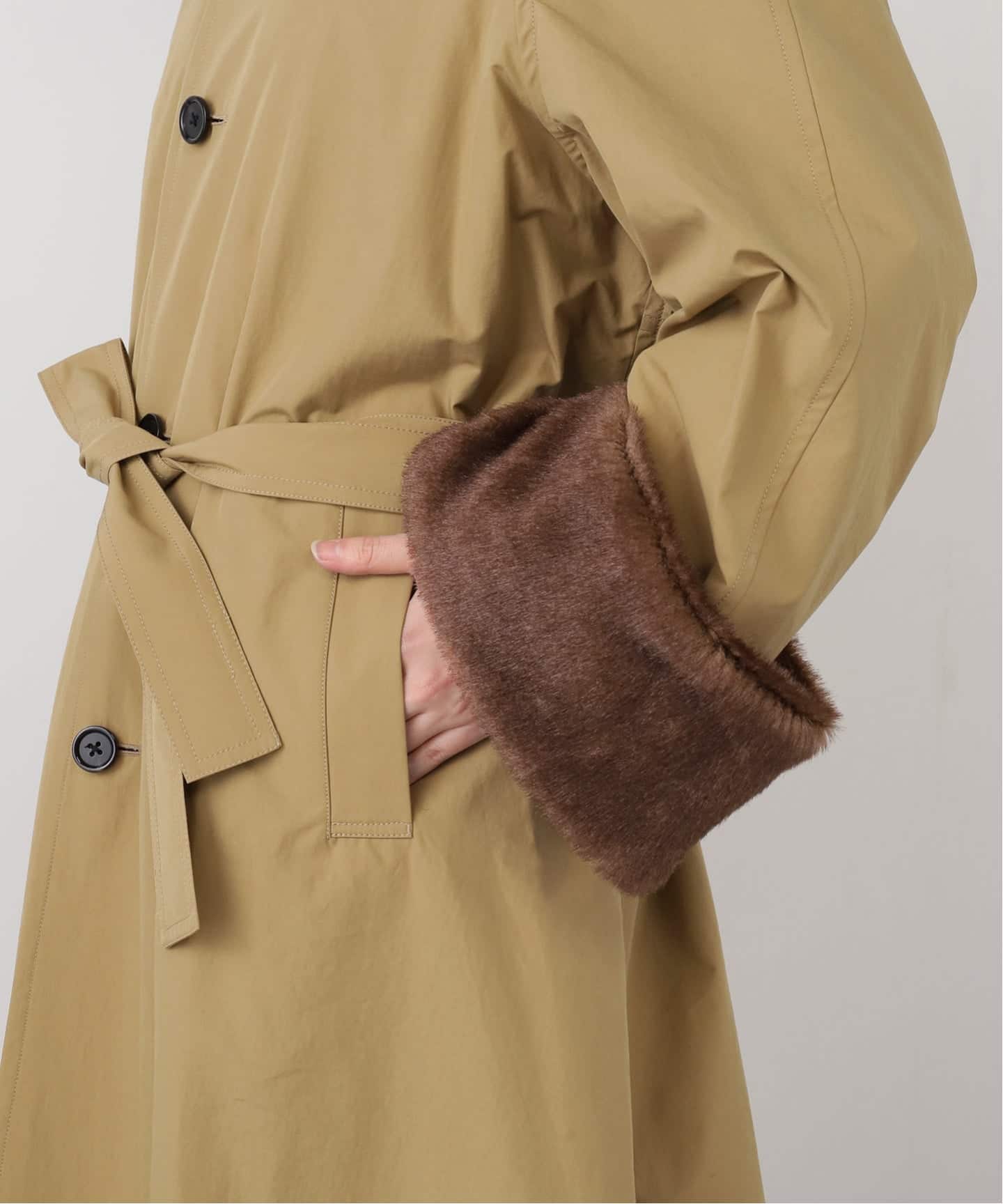 INSCRIRE アンスクリア Balmacaan Fur Liner コート I25AWCT94（ステン