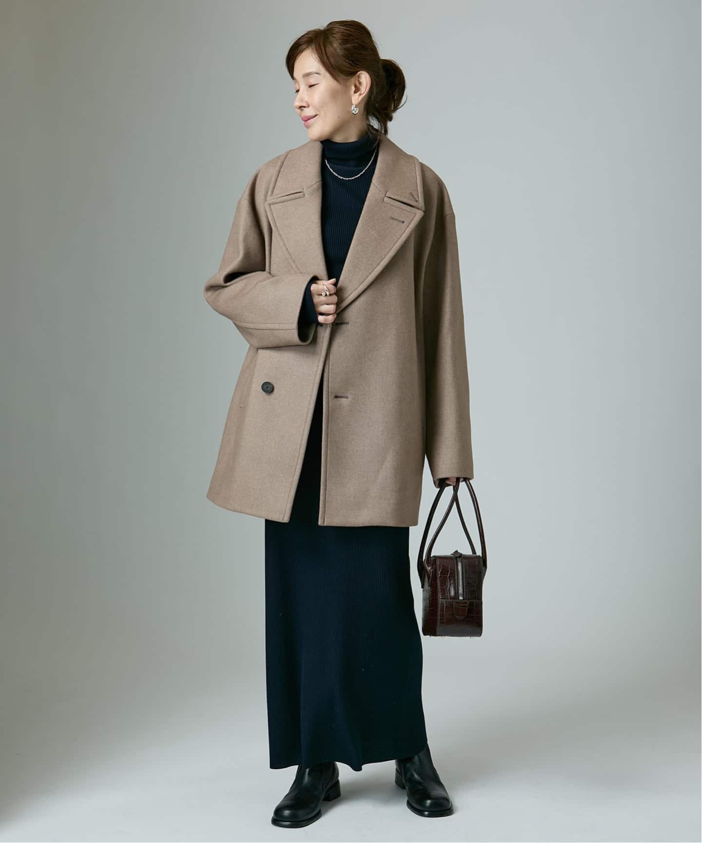 ATON SUPER 120S DOUBLE MELTON ノーカラーコート 【公式通販】