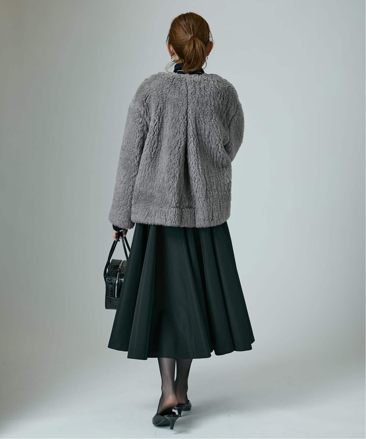 SAQUI サキ saqui ボアコート ノーカラーコート ロング丈 アウター 36 