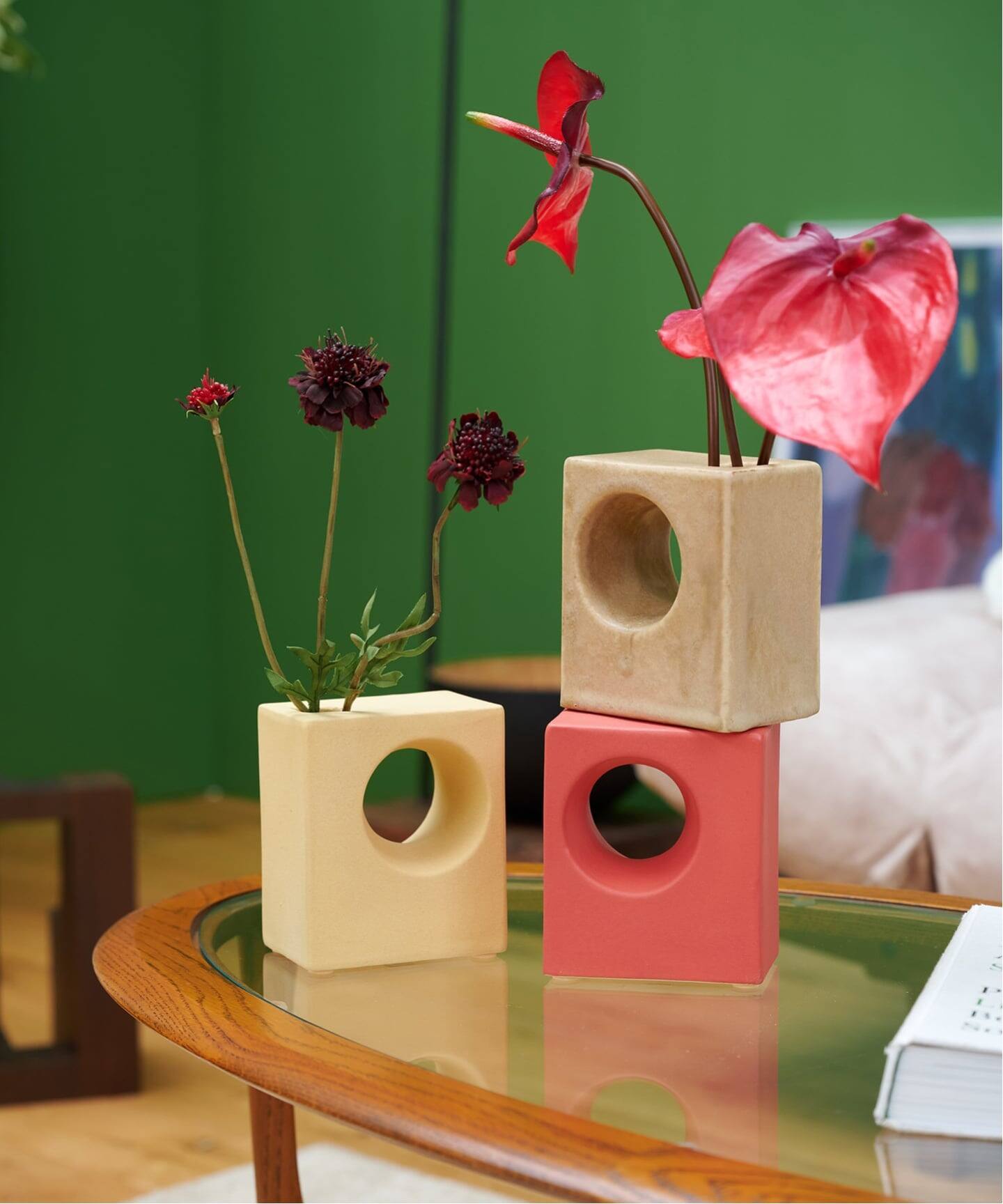 FLOWER VASE CUBIC フラワーベース 花器（フラワーベース／グリーン