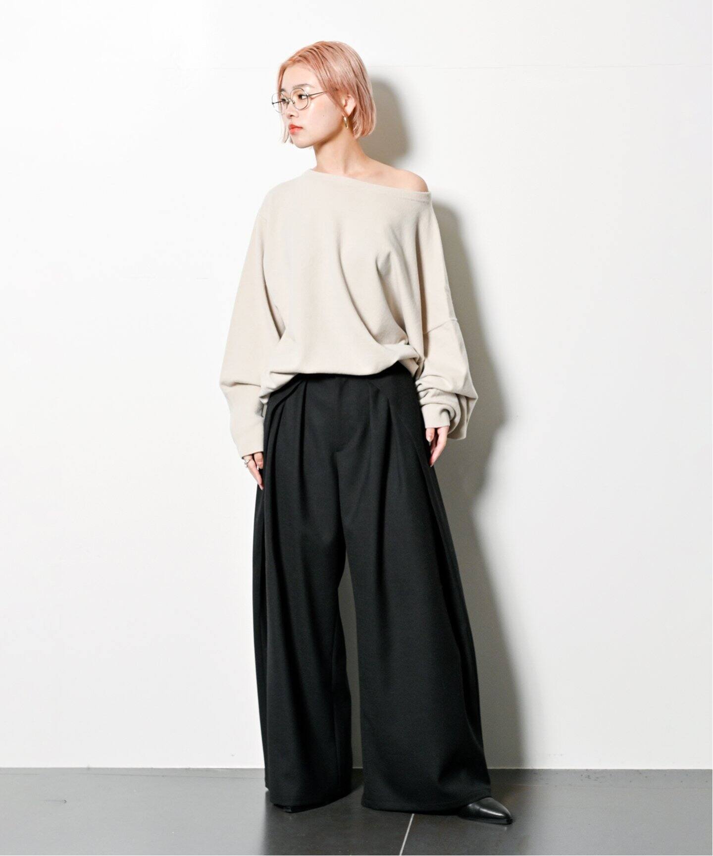 パンツ Hip Huggers Tucked Wide Slacks Hip Huggers Tucked Wide Slacks