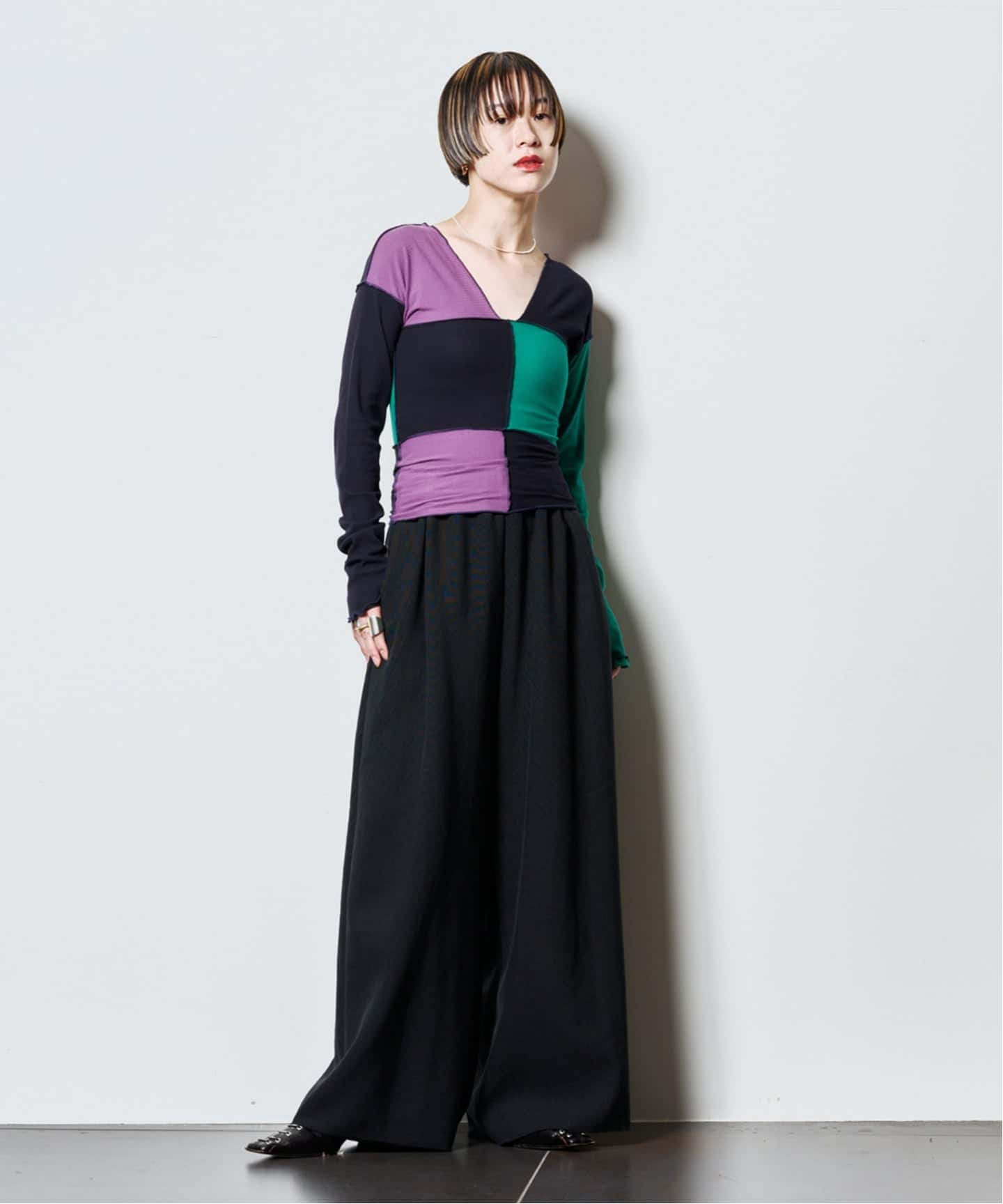 CITYSHOP PLEATED パンツ グリーン CITYSHOP（シティーショップ）の「LINENLIKE VOLUME PANTS