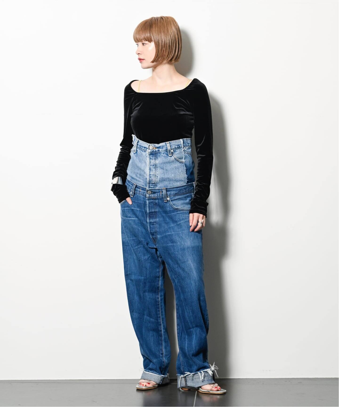 QUIITO W WAIST DENIM PANTS Q25A-T018：デニムパンツ（デニムパンツ