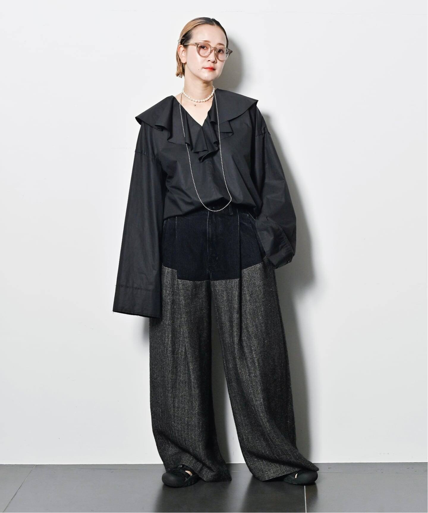 TANAKA 別注 COMBI WIDE TROUSERS ST-232CS-HE[herringbone]：デニム