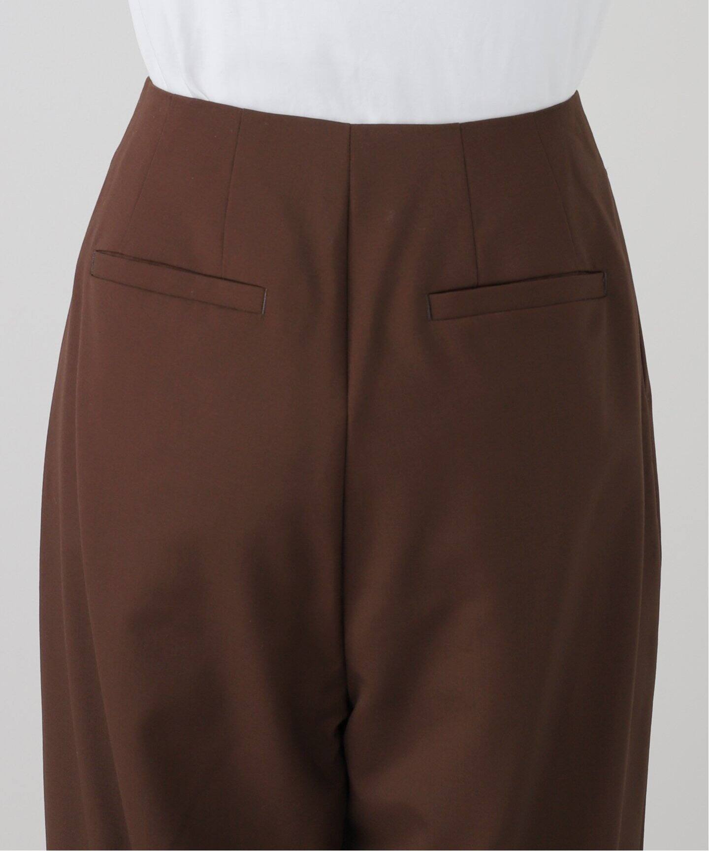 【未使用タグ付き】SEEALL 4タックパンツ　ブラウン SEEALL CERAMIC BUTTON PANTS SAW53 PT101：パンツ（スラックス