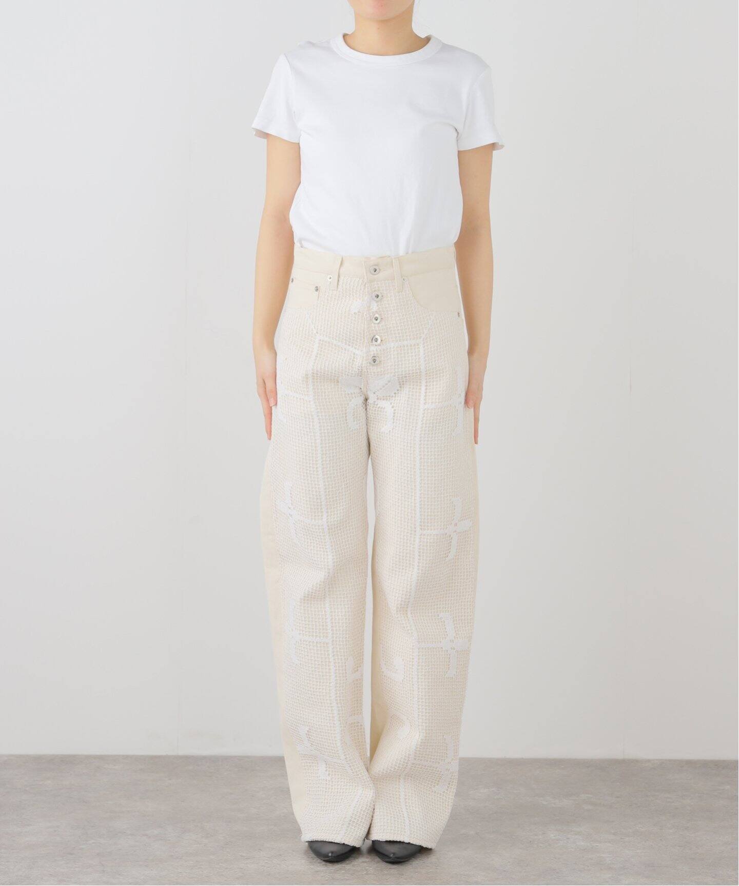 シティーショップ CITYSHOP ホワイト デニム パンツ ジーンズ 白 40 SILPHIUM Lace denim：デニムパンツ（デニムパンツ・ジーンズ