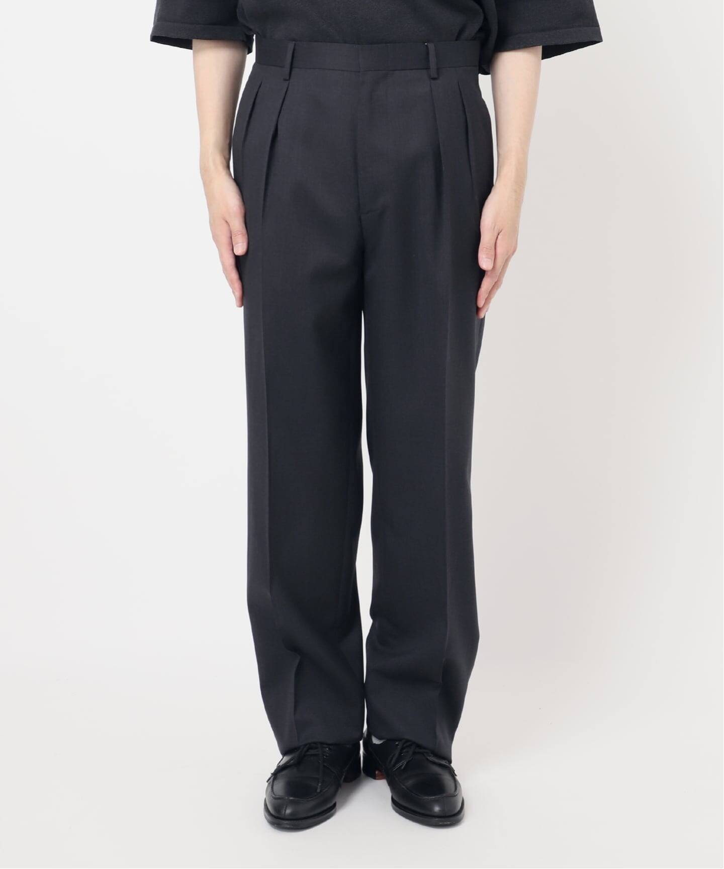 LE エルイー　レショップ ツータックコットンパンツブラック LE / エルイー】2TUCK WOOL PT（スラックス）｜L'ECHOPPE（レ