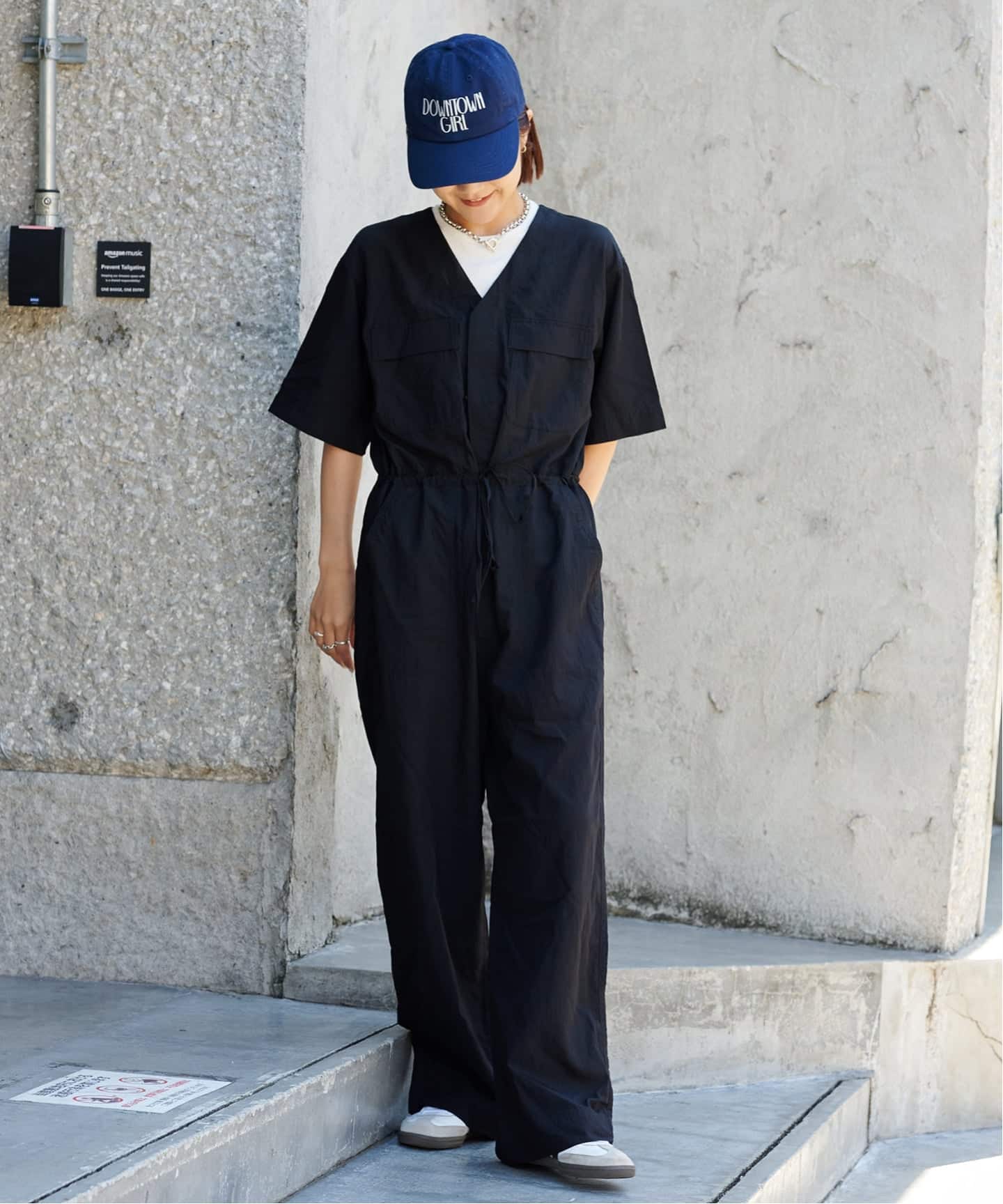 追加3 ダブルポケットVネックオールインワン（つなぎ／オールインワン