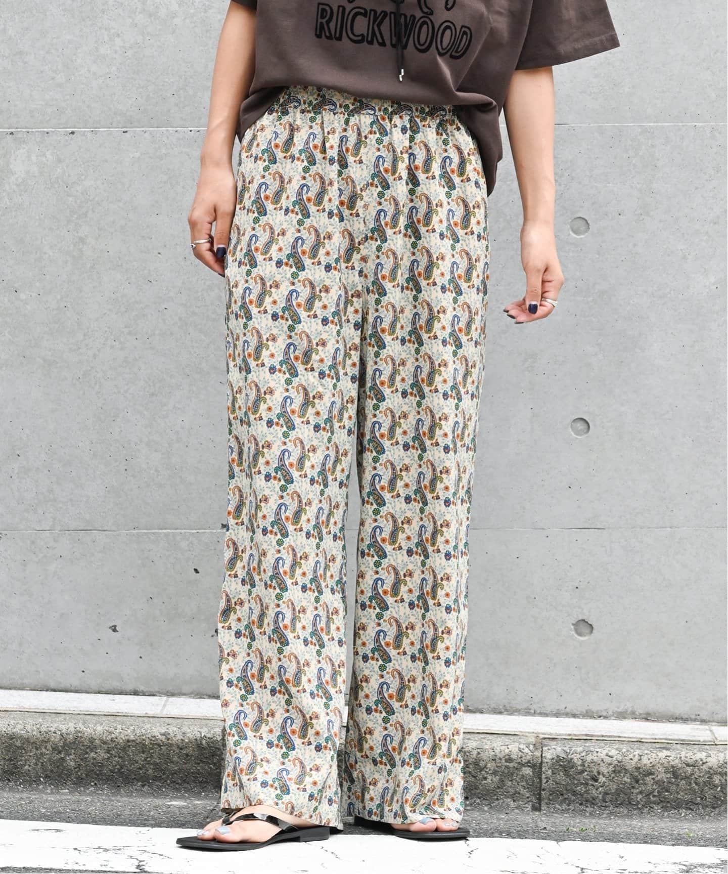 ペイズリープリントイージーパンツ セットアップ対応可（スラックス