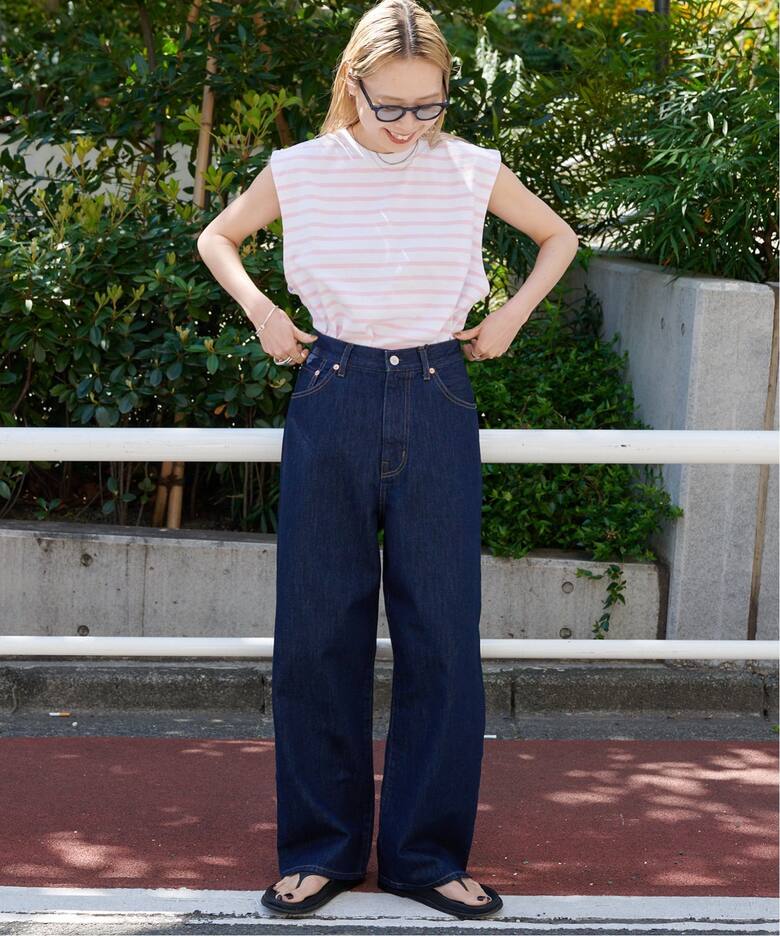 追加2 ULTライトデニムハイライズルーズ5PKT（デニムパンツ・ジーンズ  