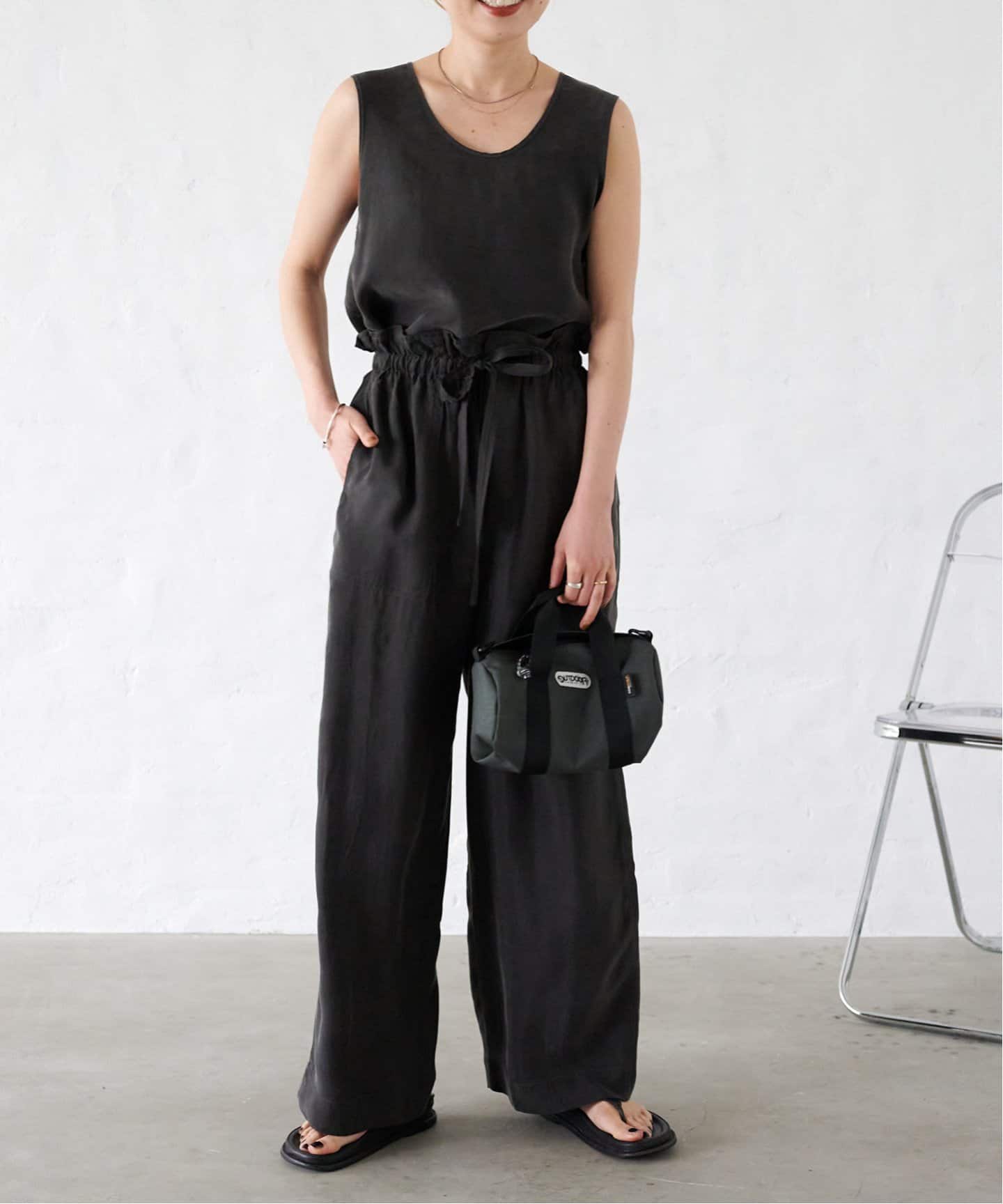 アパルトモン キュプラ カーゴパンツ ブラック ベルトチェーン ブラックカーゴパンツ(LIGHT FABRIC) | VOLCAN&APHRODITE