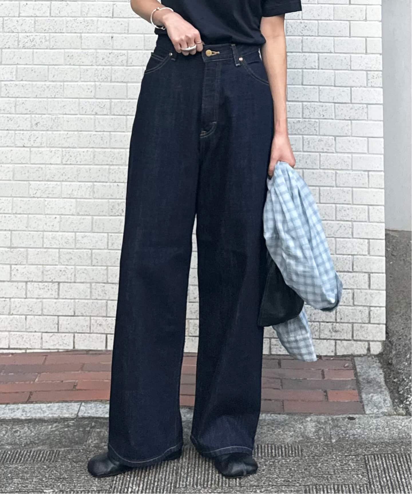 OUTDOOR PRODUCTS LEE ハイウエストルーズデニム M 新色追加 LEE 別注ハイウエストルーズデニム（デニムパンツ