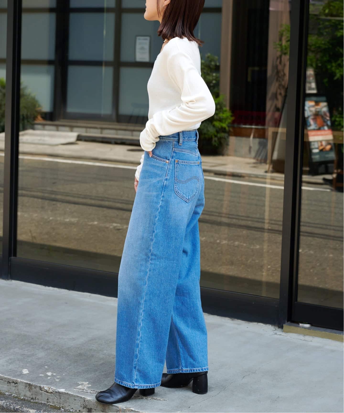 Deuxieme Classe Lee 別注ハイウエスト ストレートデニム LEE 別注ハイウエストルーズデニム（デニムパンツ）｜OUTDOOR