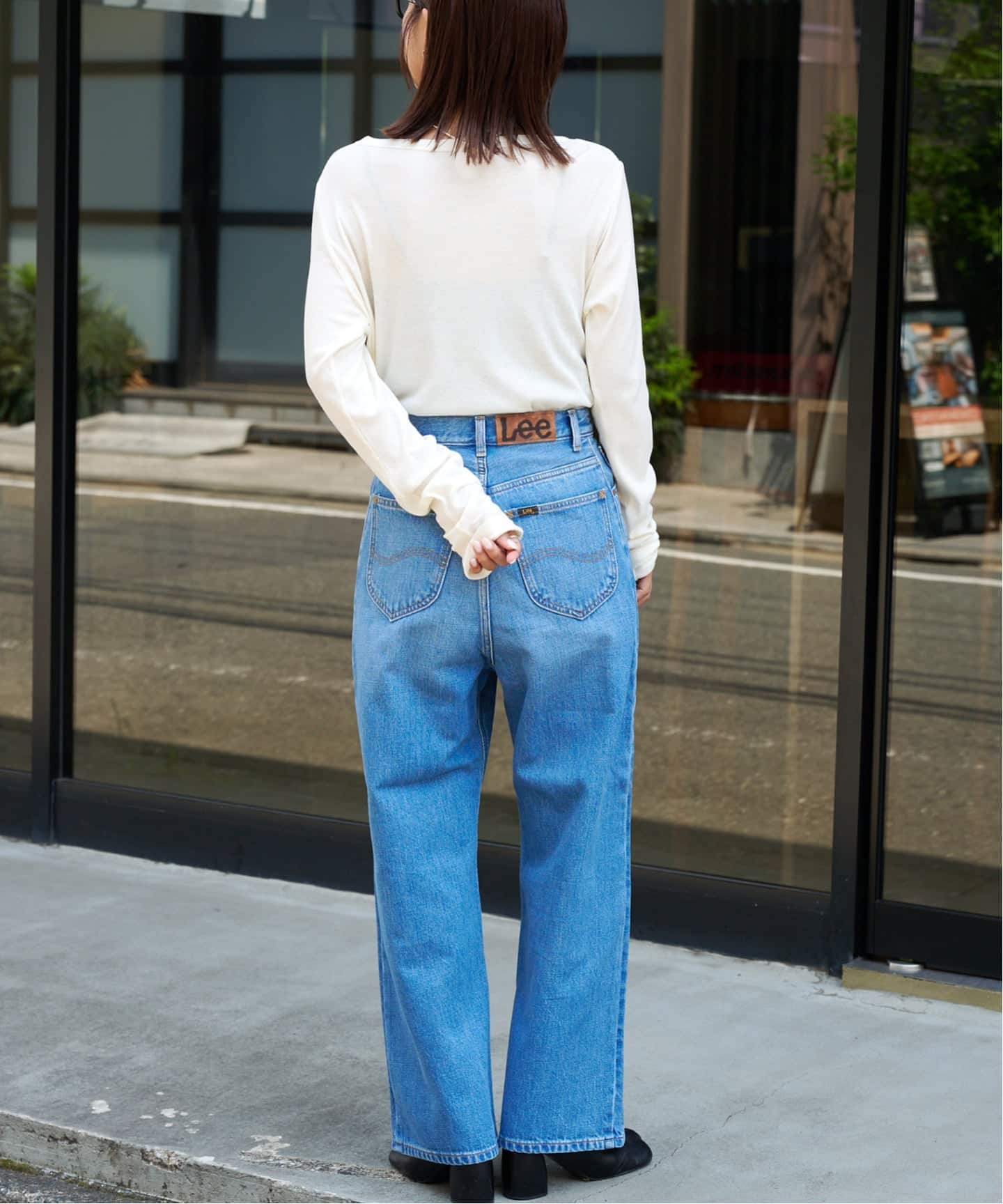 OUTDOOR PRODUCTS LEE ハイウエストルーズデニム M OUTDOOR PRODUCTS Usual Things｜LEE 別注ハイウエストルーズ