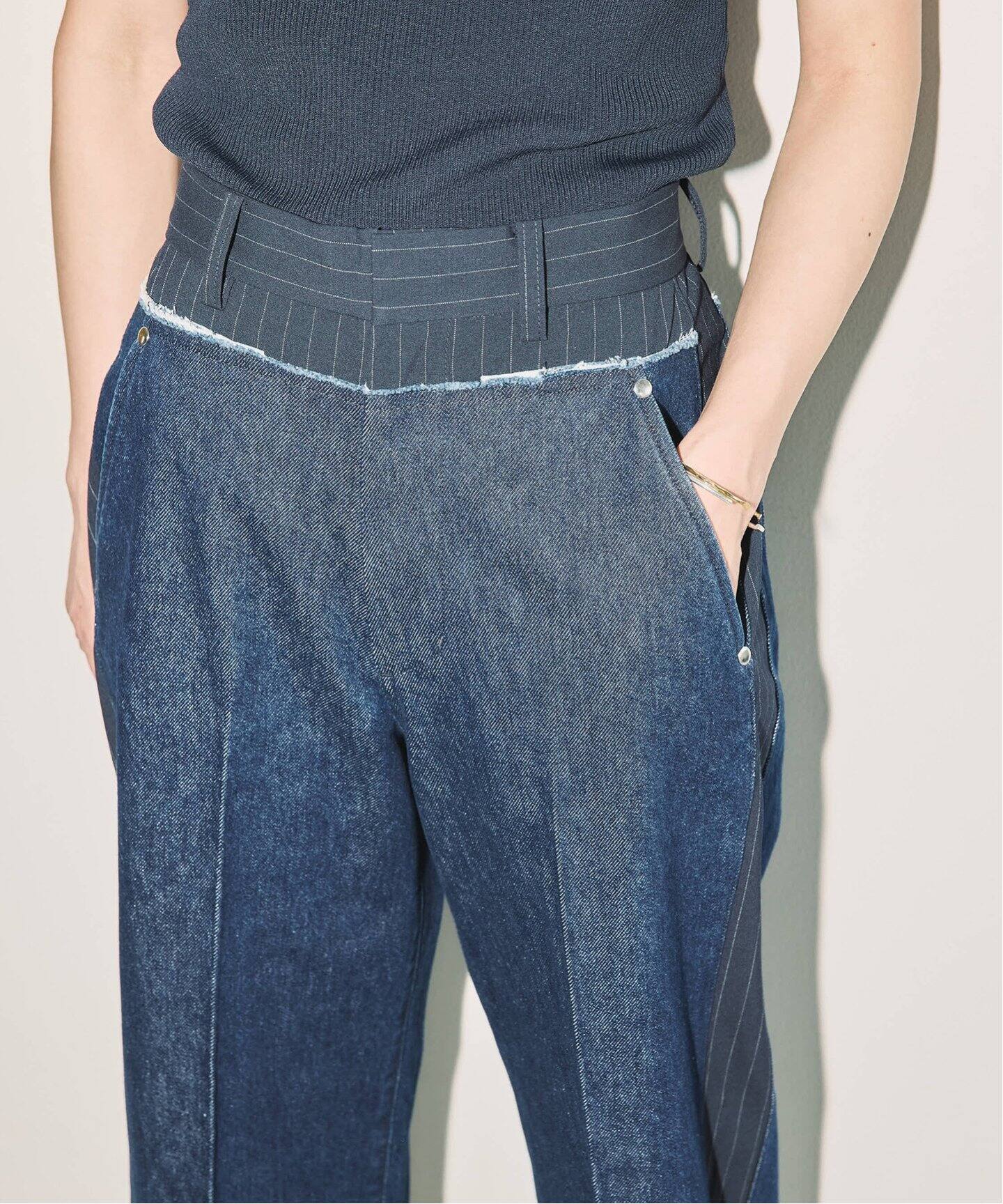 デニムドッキングスラックスパンツ（デニムパンツ・ジーンズ）｜Bonum