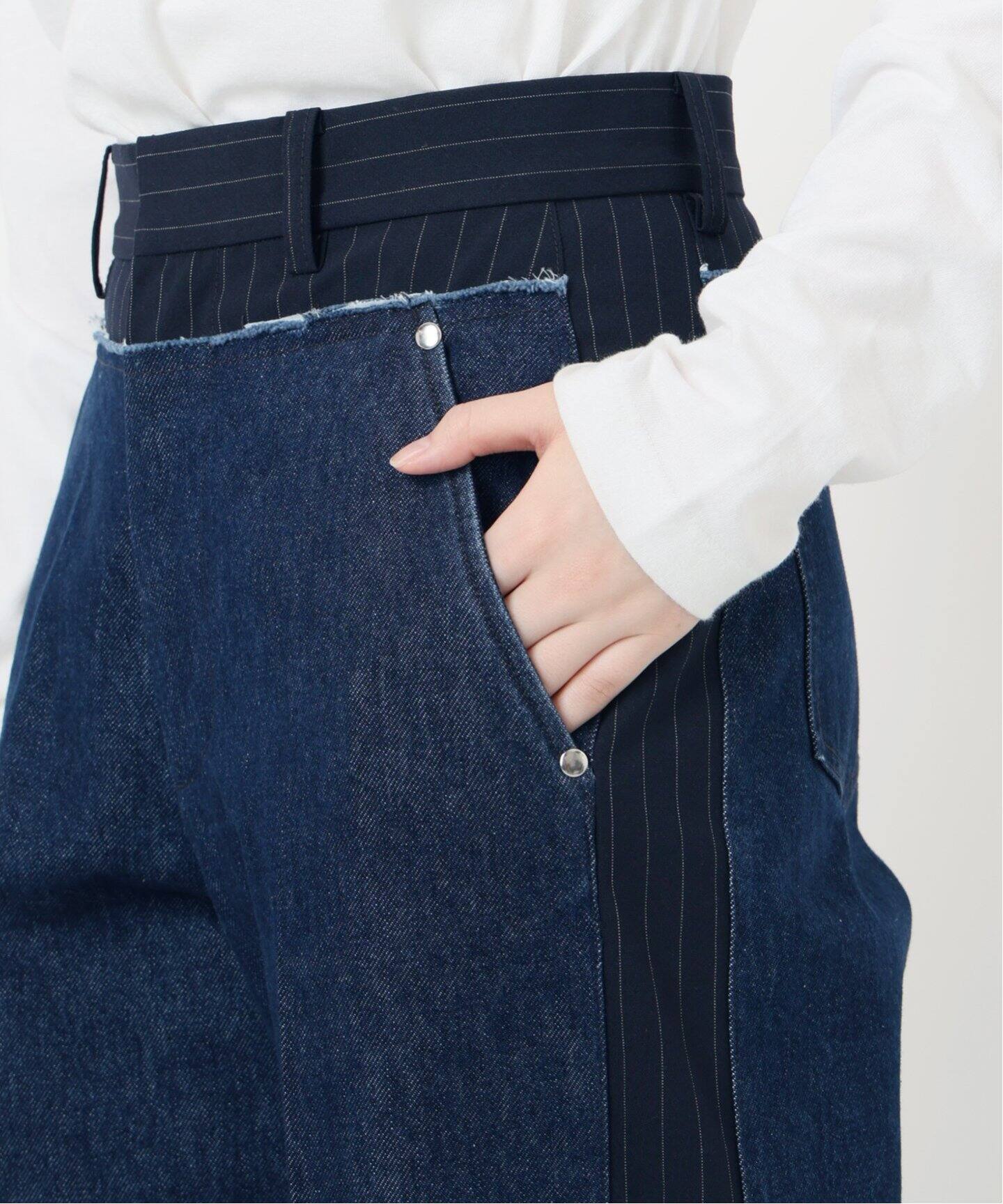 デニムドッキングスラックスパンツ（デニムパンツ・ジーンズ）｜Bonum