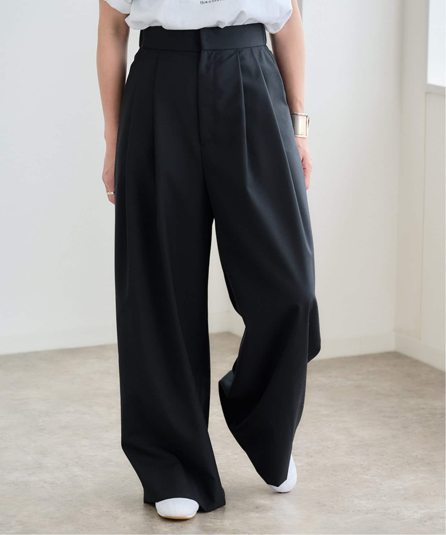 ATON WOOL TROPICAL WIDE EASY PANTS（スラックス）｜BOICE FROM
