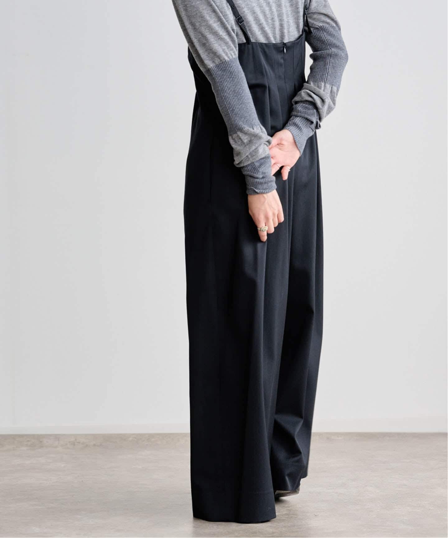 ATON WOOL SATIN STRETCH JUMPSUIT（サロペット／オーバーオール
