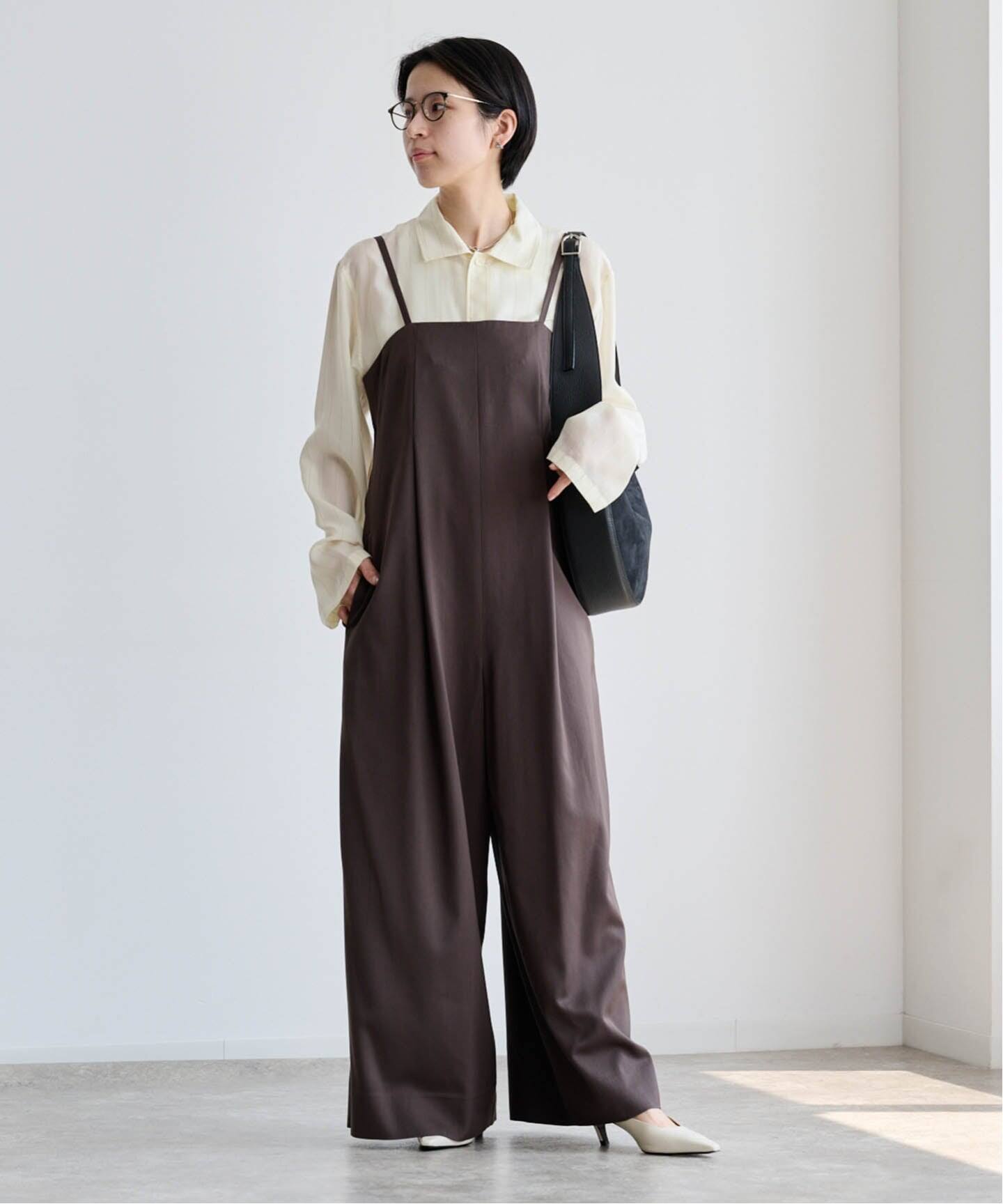 ATON WOOL SATIN STRETCH JUMPSUIT（サロペット／オーバーオール